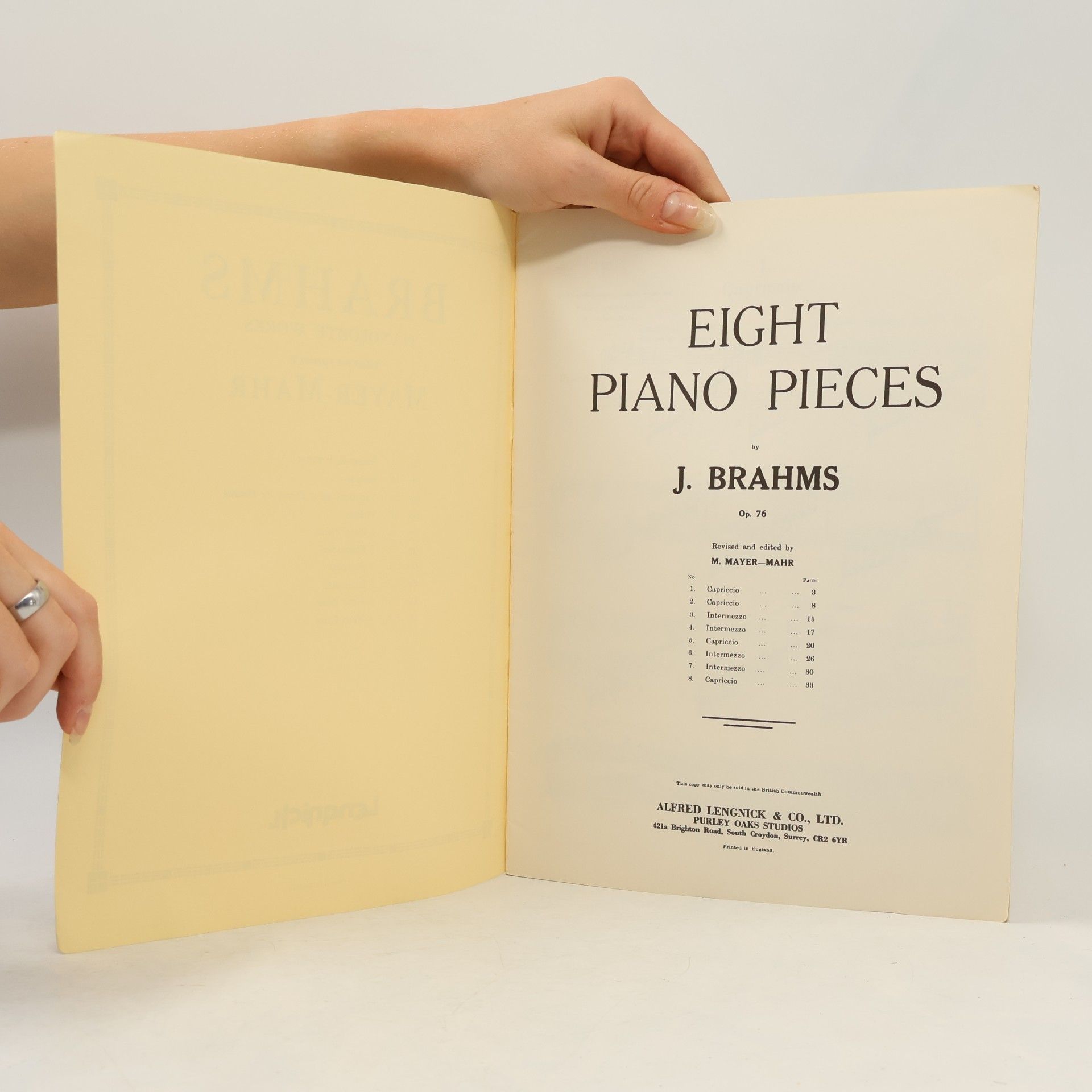Johannes Brahms Pianoforte Works