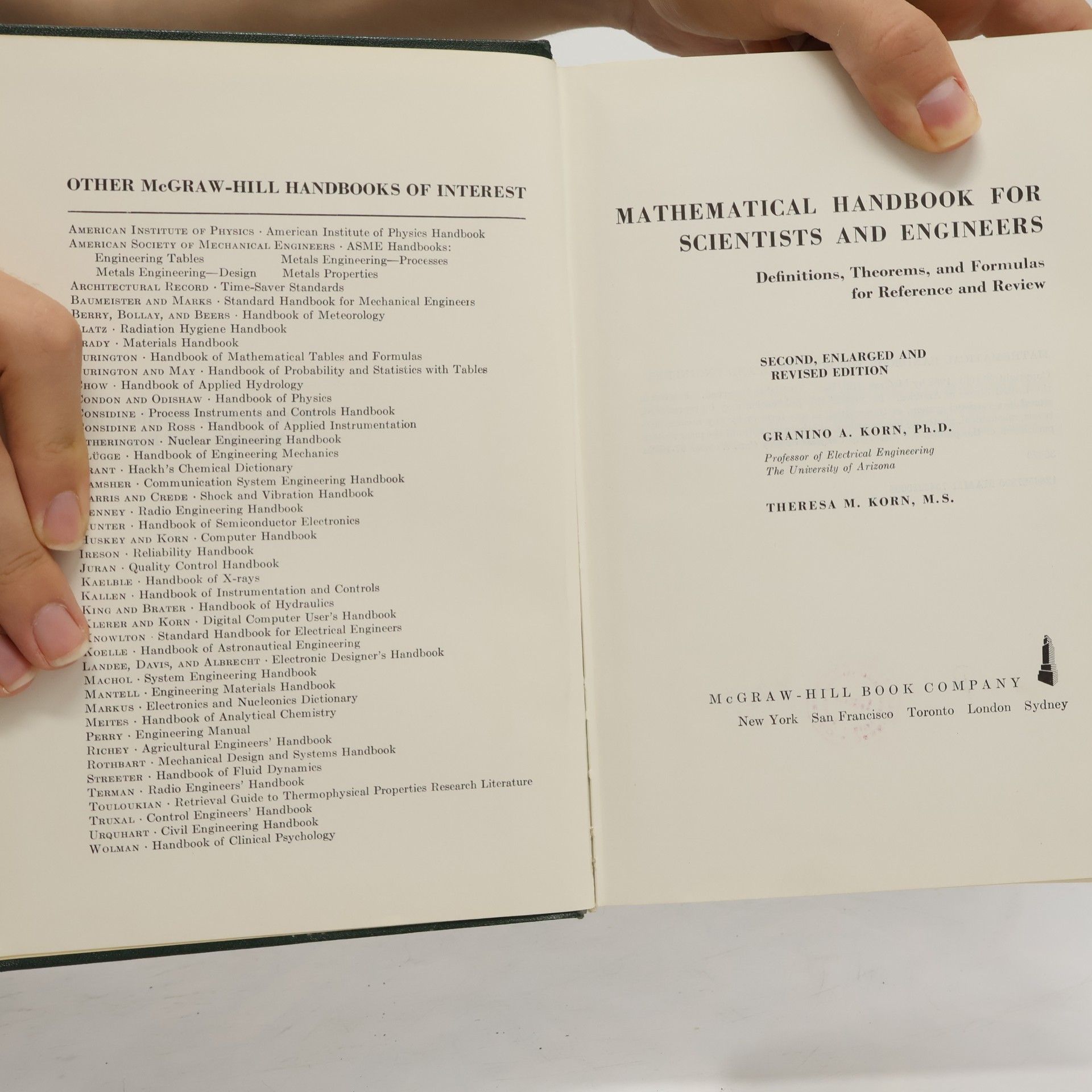 Granino A. Korn Mathematical Handbook for Scientists and Engineers