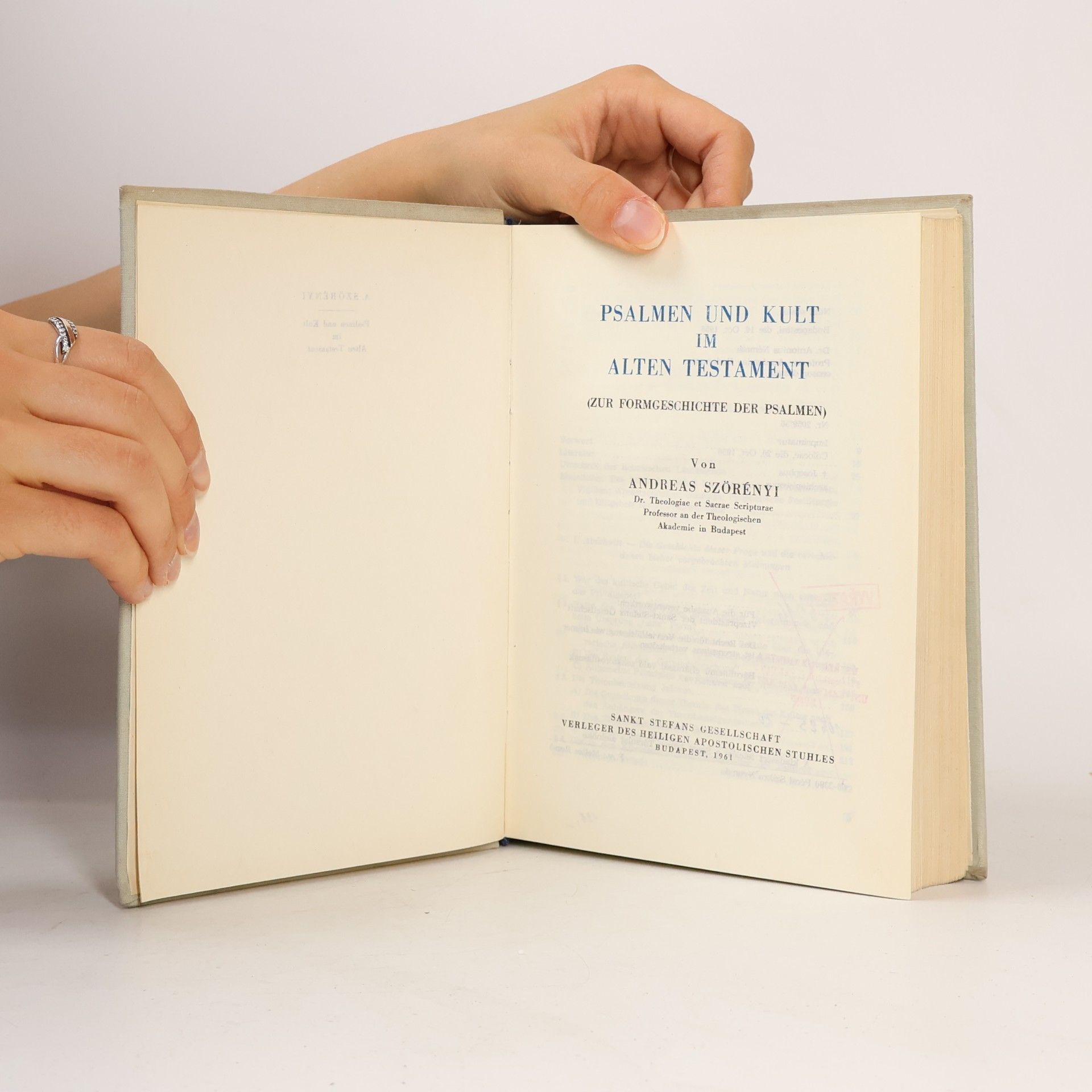 Andreas Szörényi Psalmen und Kult im Alten Testament