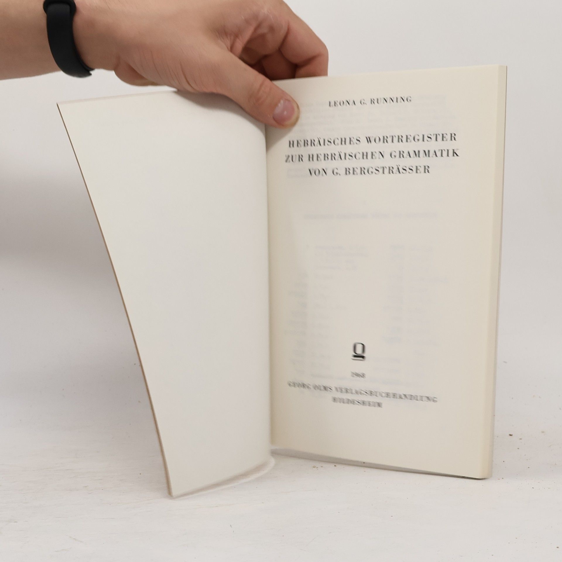 Leona Glidden Running Hebräisches Wortregister zur Hebräischen Grammatik von G. Bergsträsser