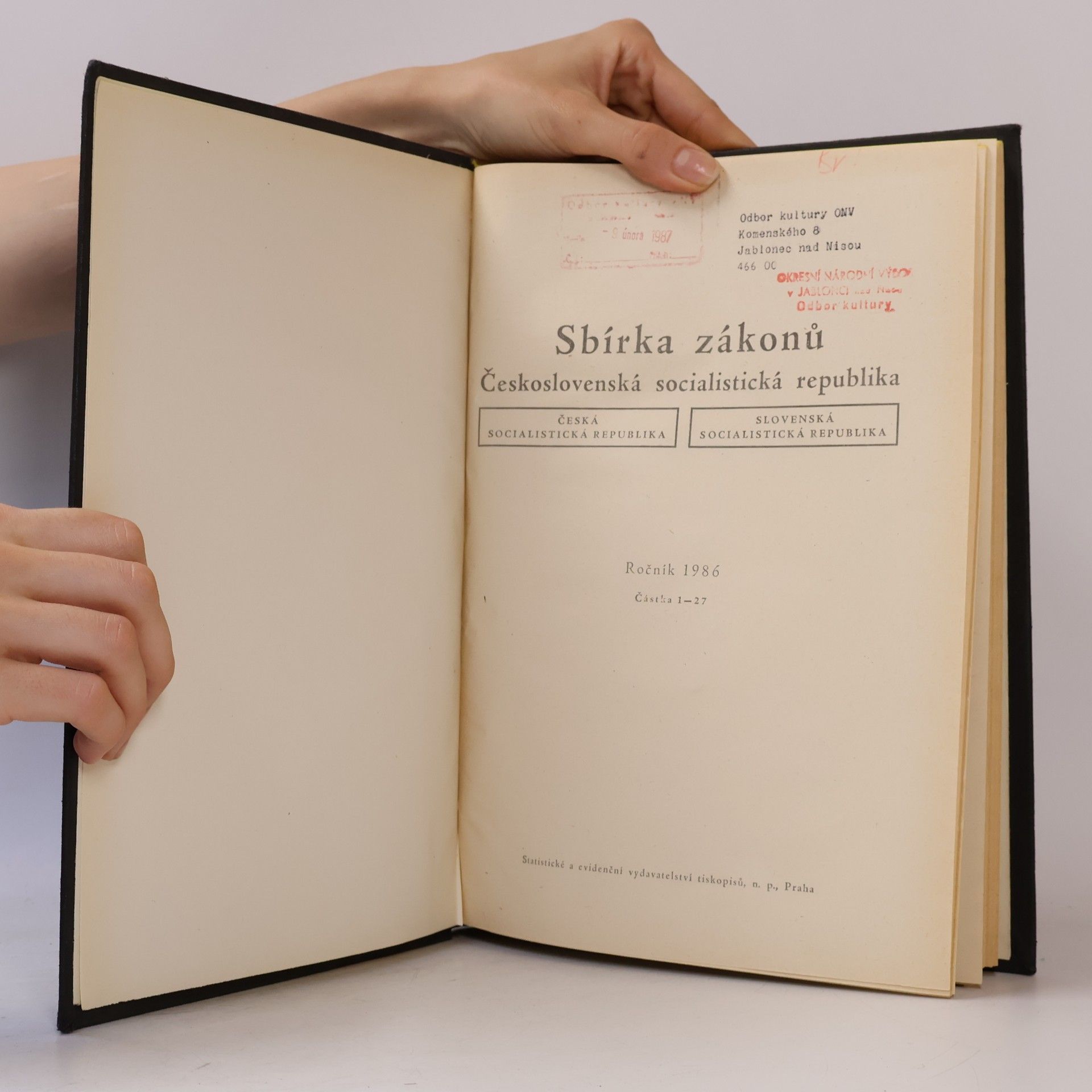 Kolektív autorov Sbírka zákonů. Československá socialistická republika 1-27/1986