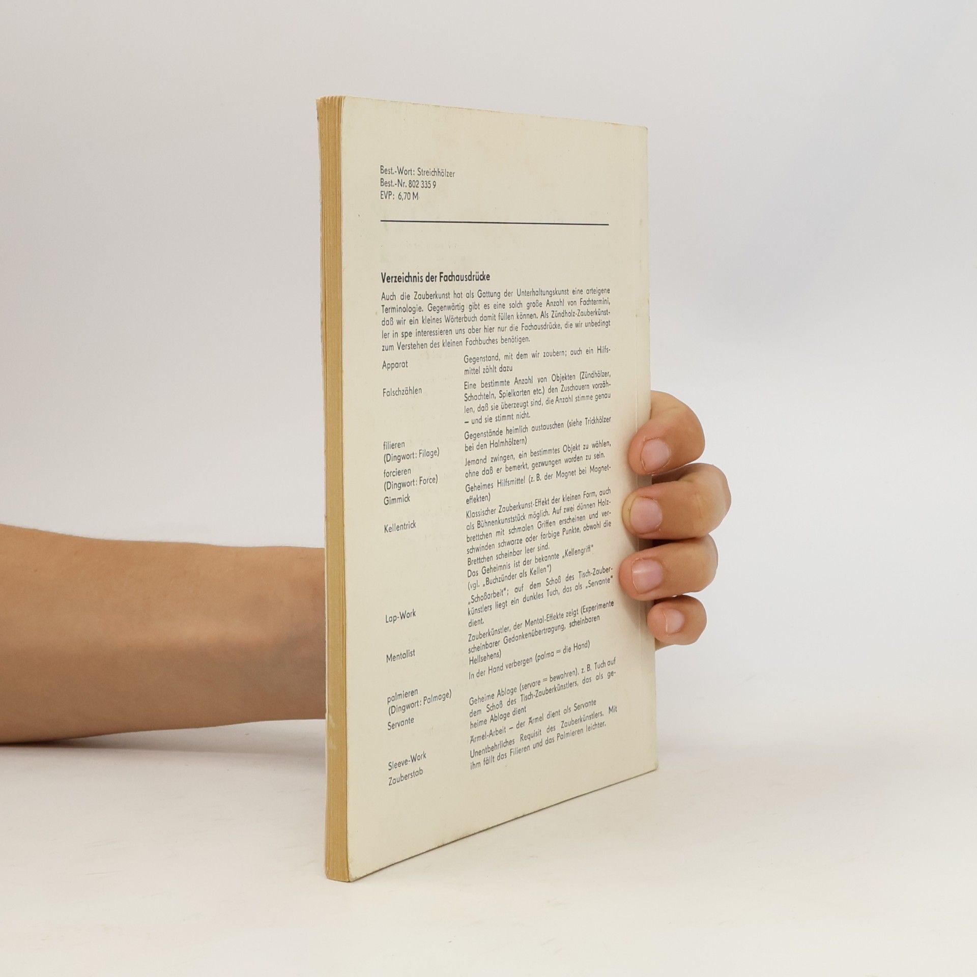 Dr. Hans-Gerhard Stumpf Zauberkunststücke mit Buchzündern und Zündhölzern