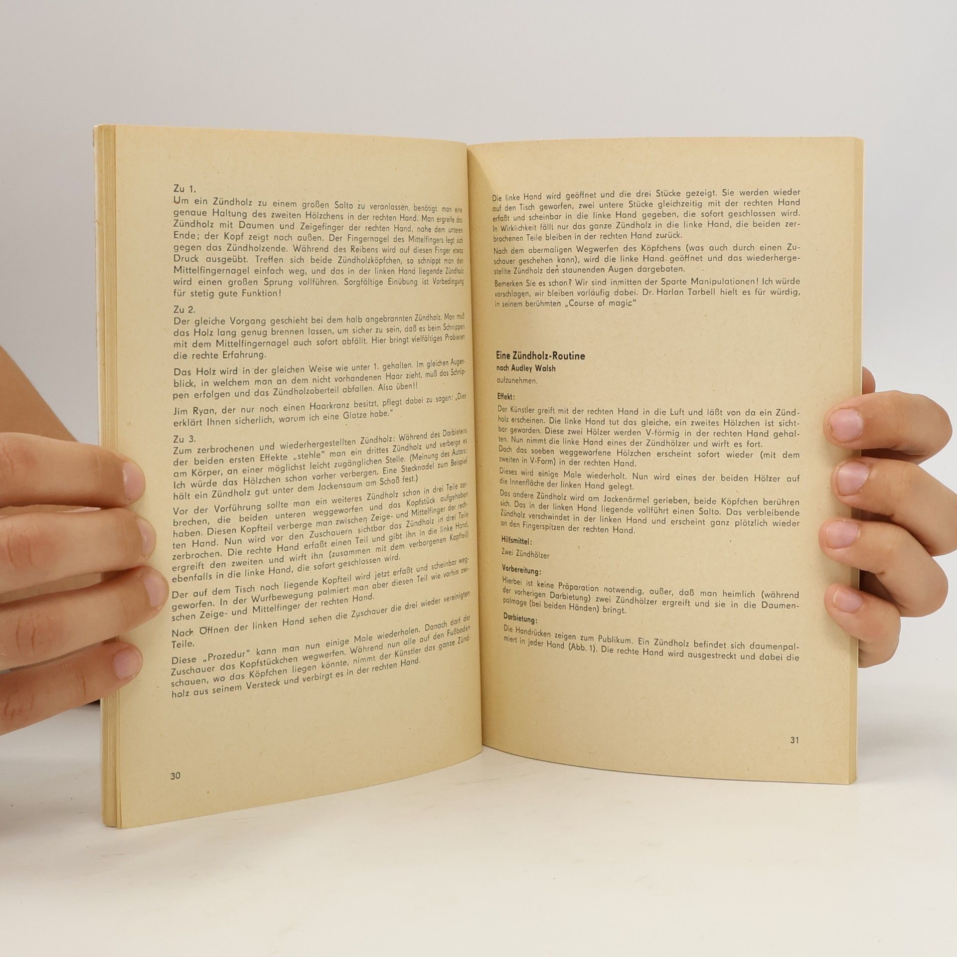 Dr. Hans-Gerhard Stumpf Zauberkunststücke mit Buchzündern und Zündhölzern