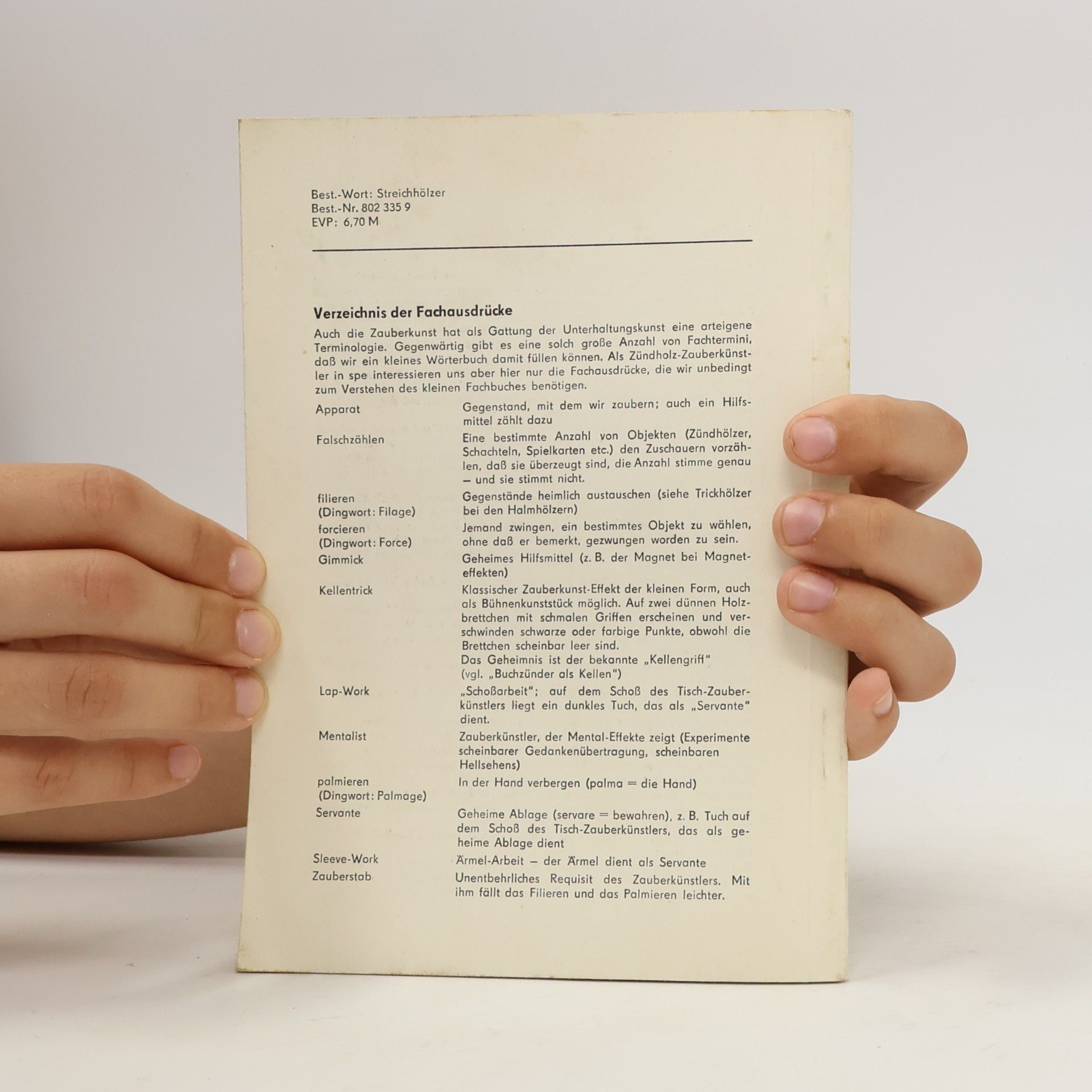 Dr. Hans-Gerhard Stumpf Zauberkunststücke mit Buchzündern und Zündhölzern