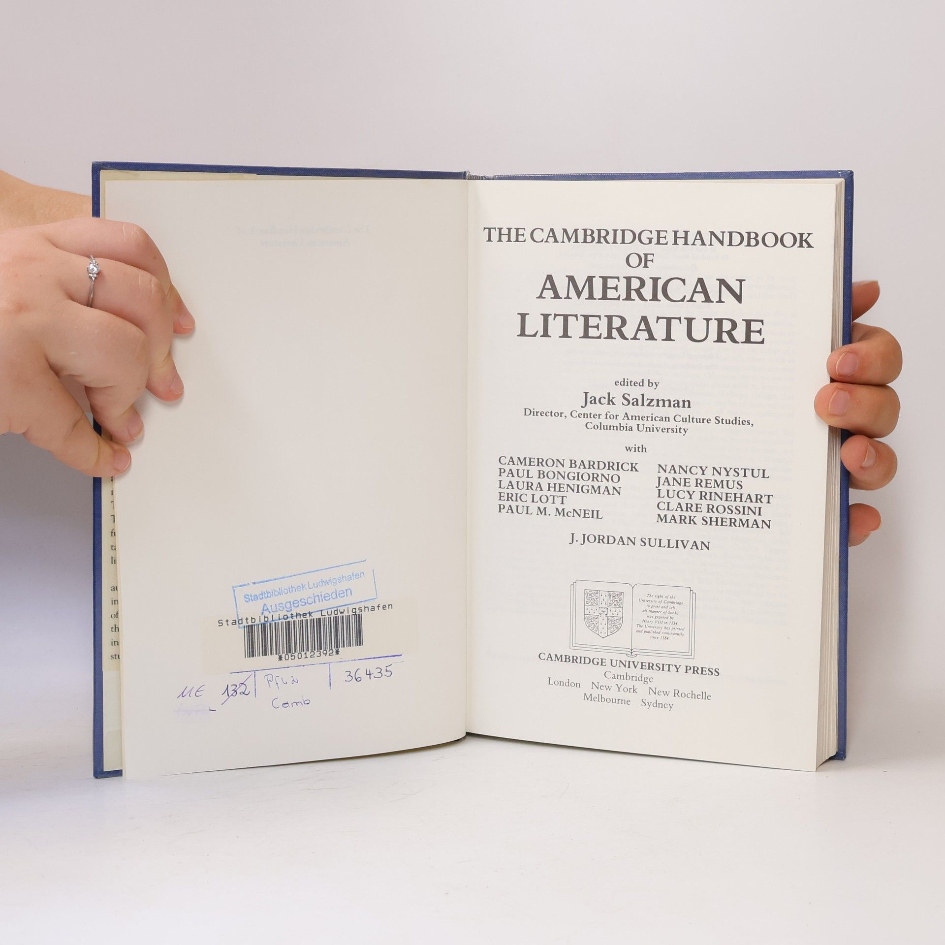 Jack Salzman The Cambridge Handbook of American Literature