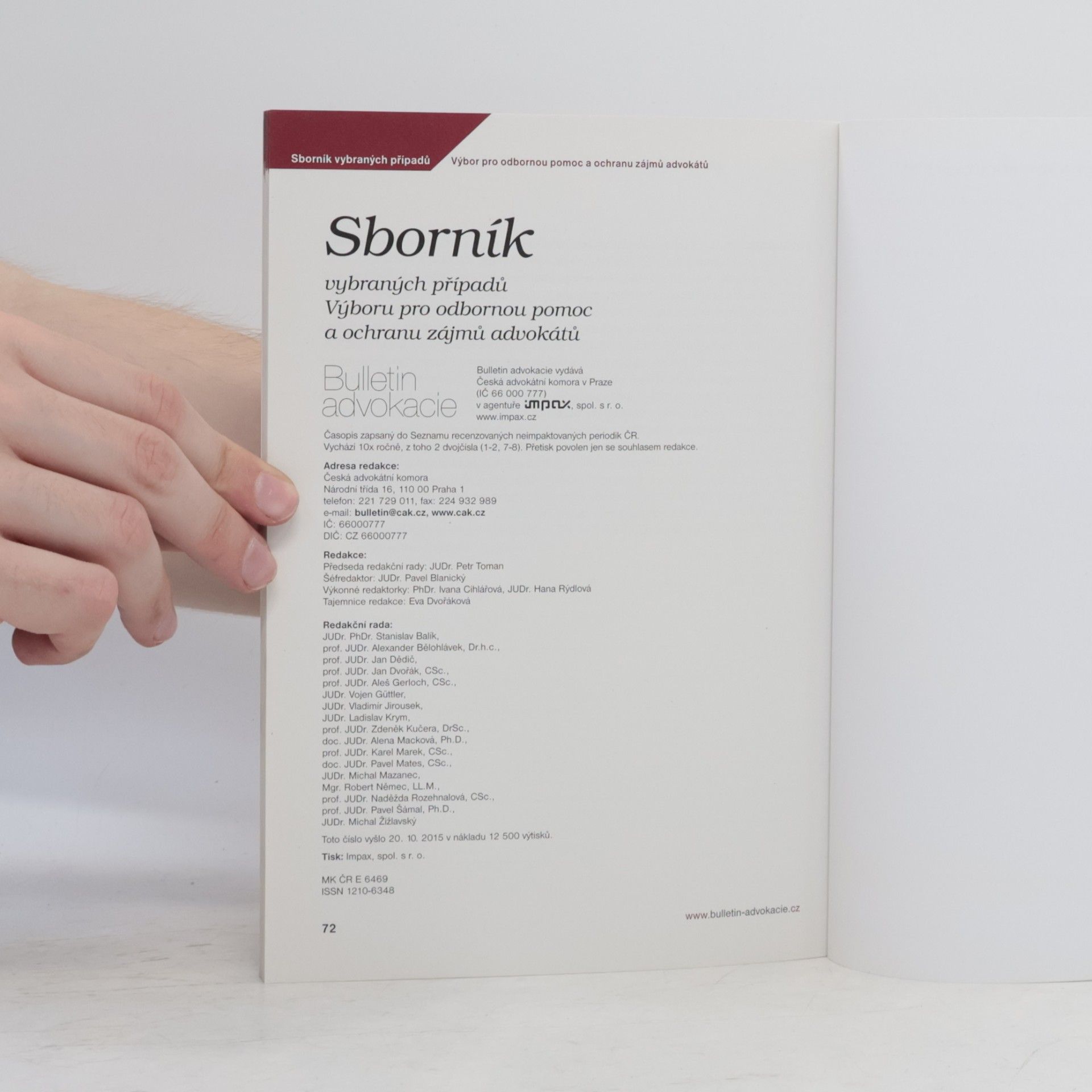 Kolektiv autorů Sborník vybraných případů výboru pro odbornou pomoc a ochranu zájmů advokátů