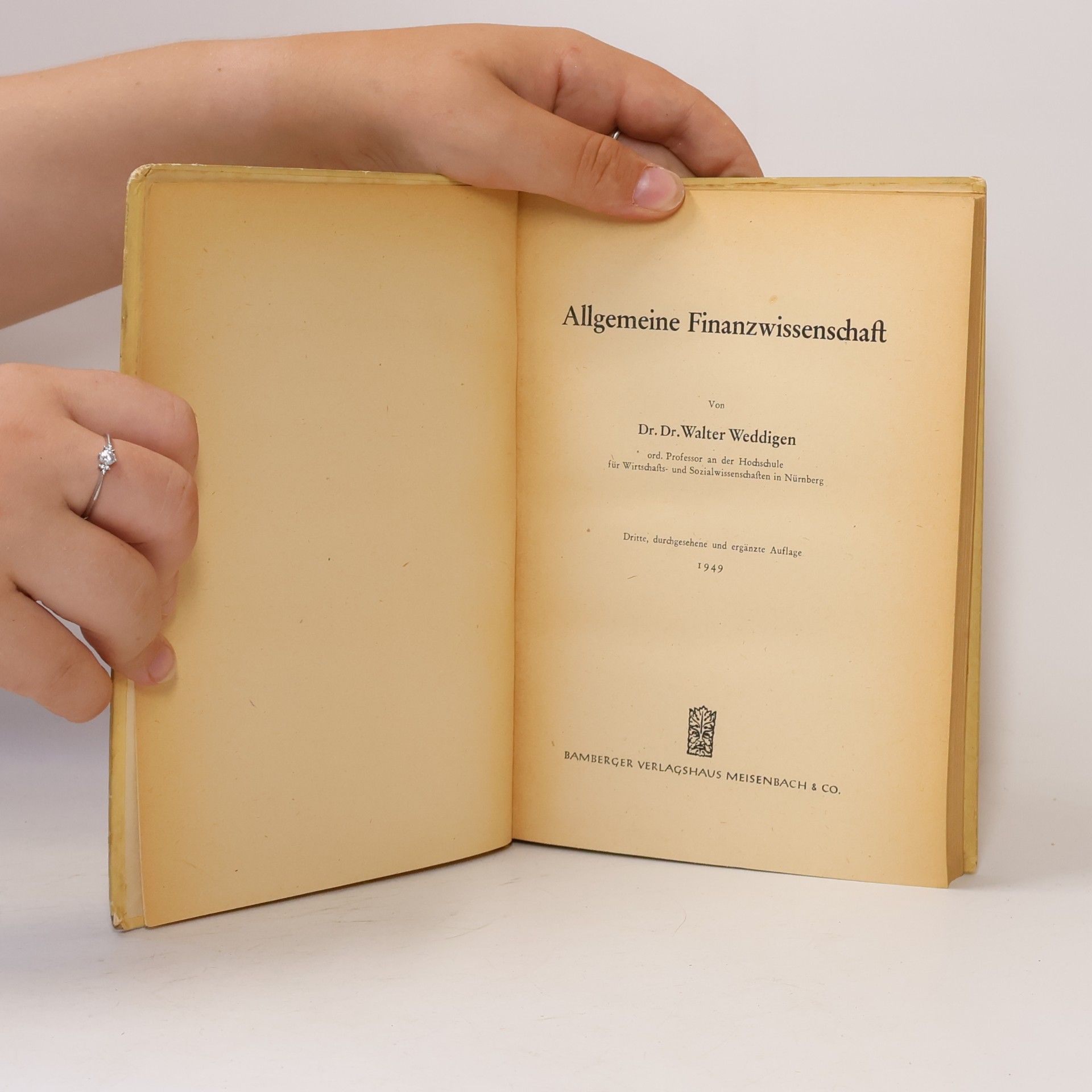 Walter Weddigen Allgemeine Finanzwissenschaft