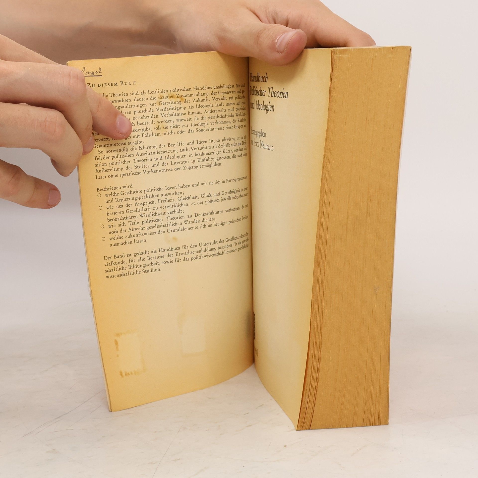 Franz L. Neumann Handbuch politischer Theorien und Ideologien