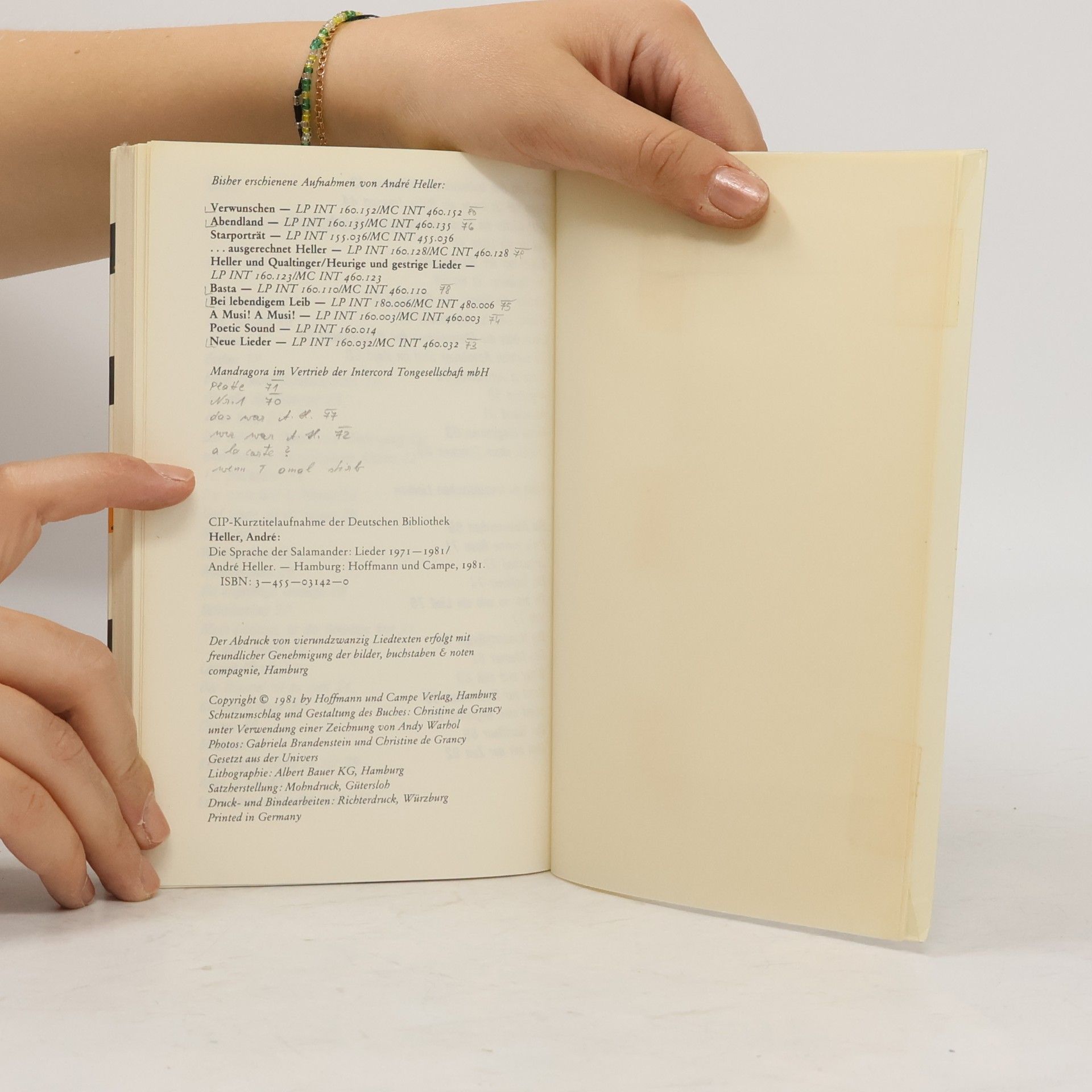Andrè Heller Die Sprache der Salamander. Lieder 1971-1981