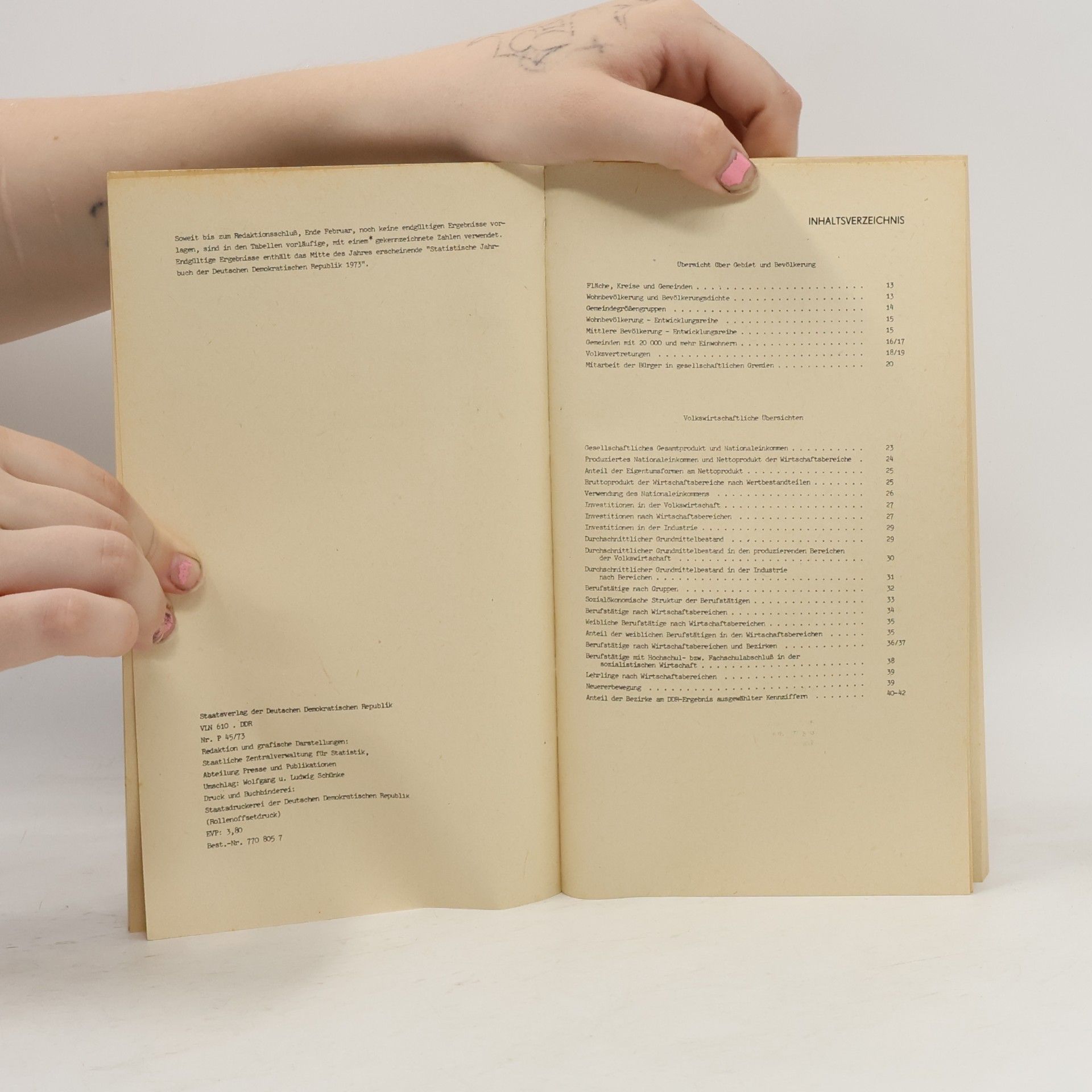 Various authors Statistisches Taschenbuch der Deutschen Demokratischen Republik 73