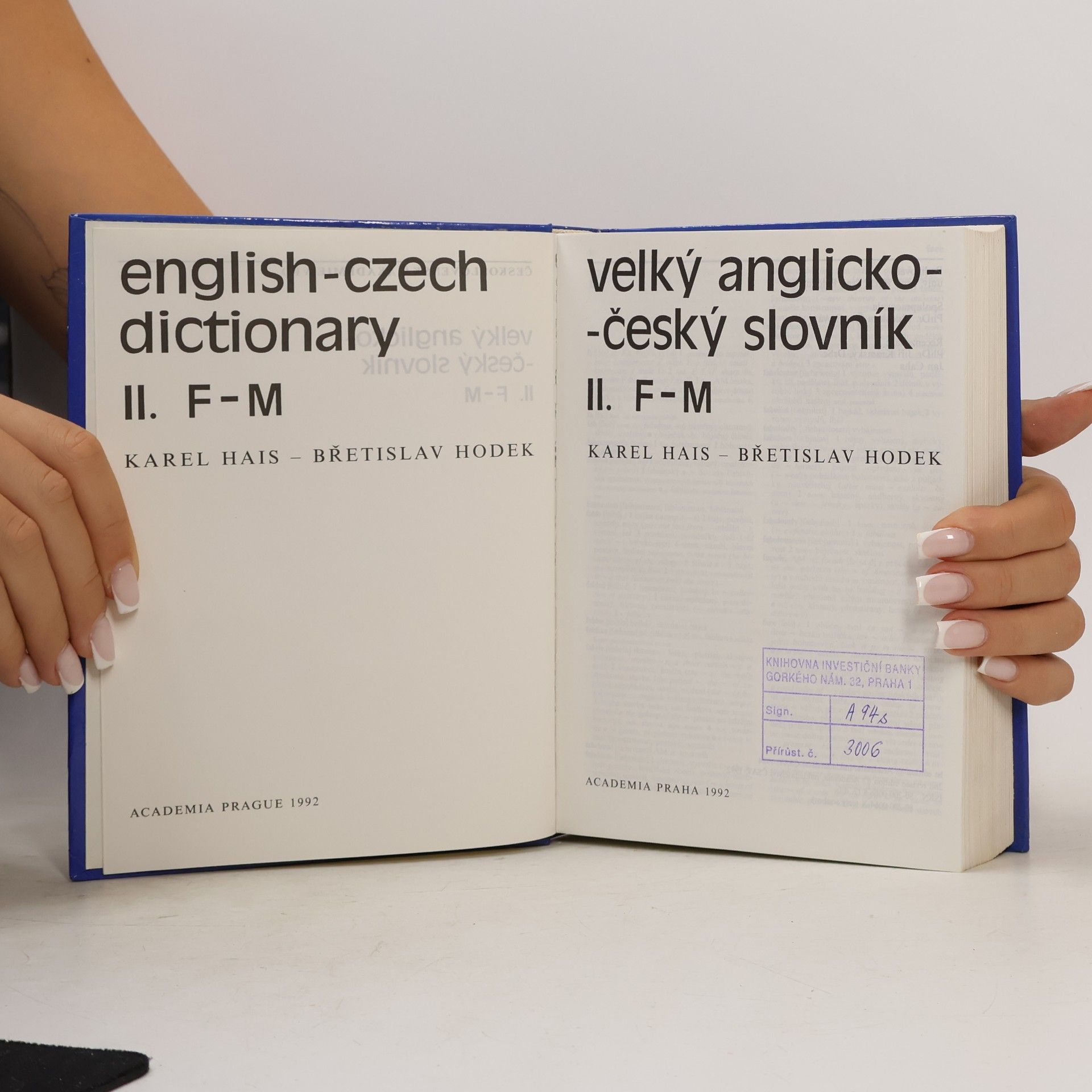 Břetislav Hodek Velký anglicko-český slovník II.díl F-M