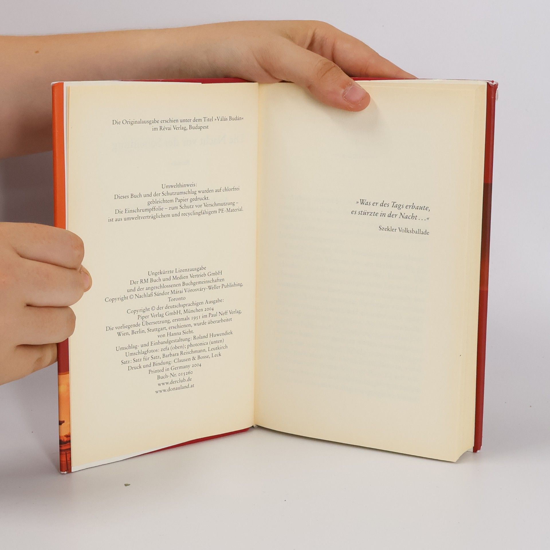 Sándor Márai Die Nacht vor der Scheidung