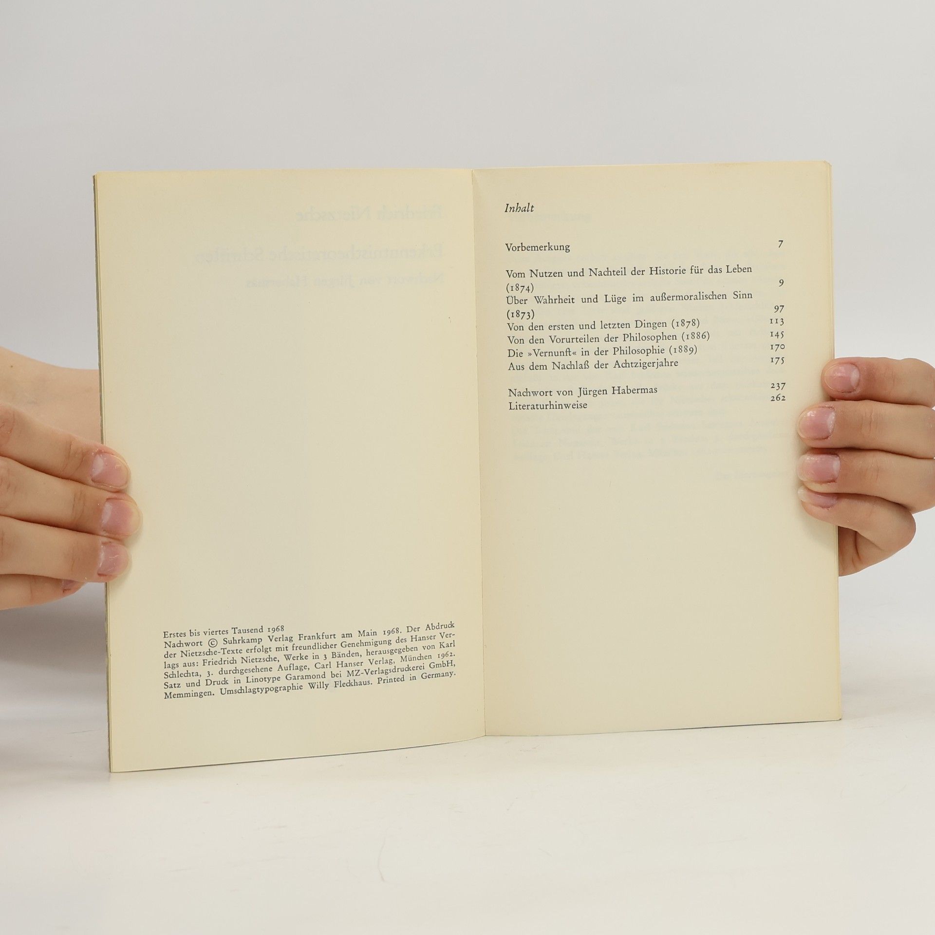 Friedrich Wilhelm Nietzsche Erkenntnistheoretische Schriften
