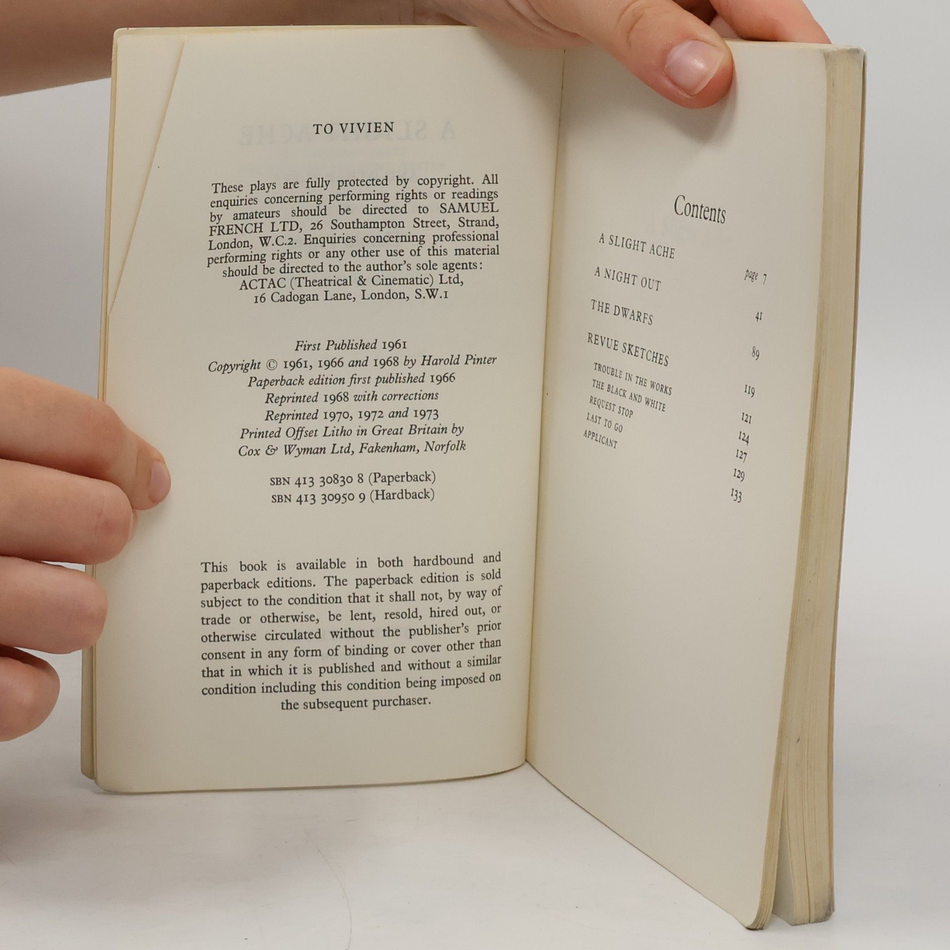 Harold Pinter A Slight Ache and other Plays
