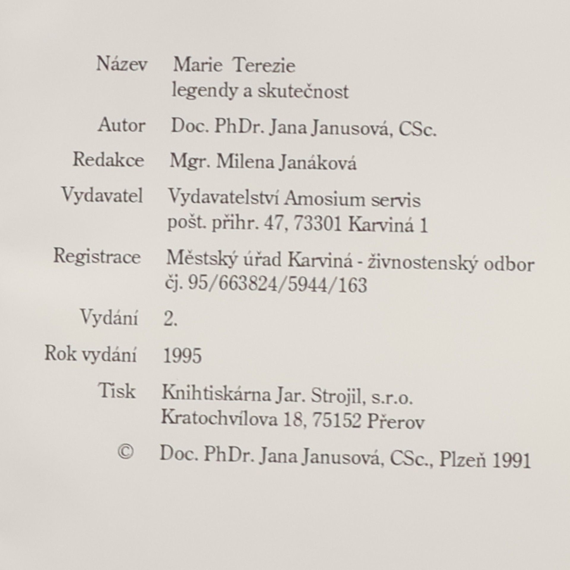 Jana Janusová Marie Terezie. Legendy a skutečnost