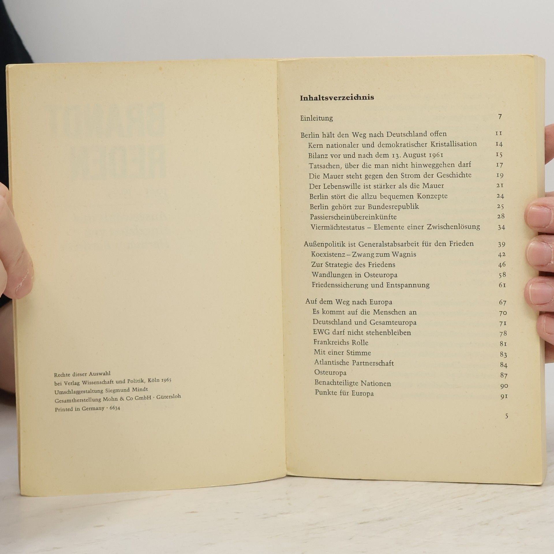 Hermann Bortfeldt Brandt Reden. 1961-1965