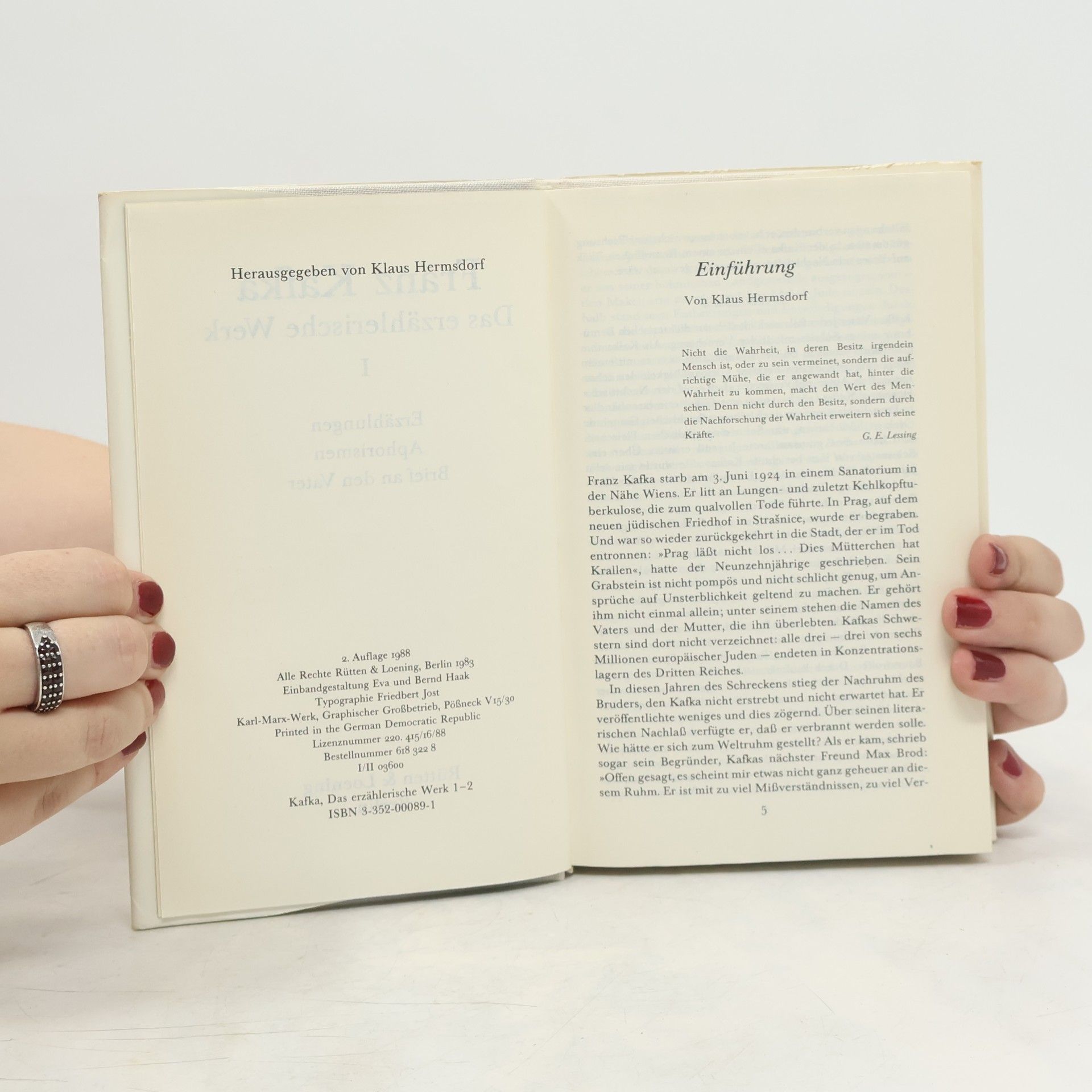 Franz Kafka Das erzählerische Werk I. Erzählungen. Aphorismen. Brief an den Vater