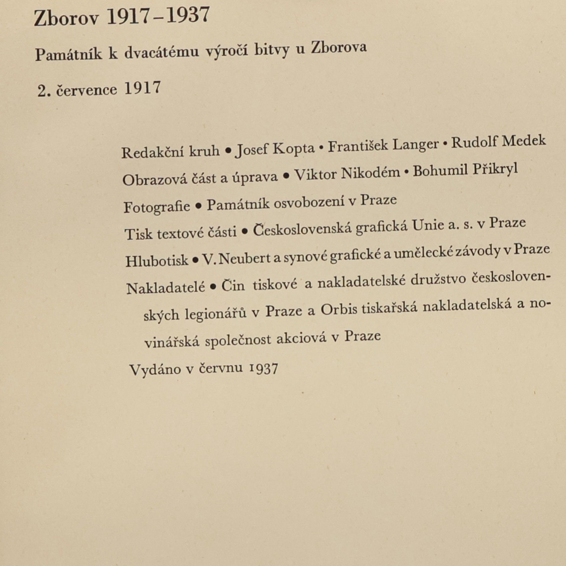 Josef Kopta Zborov 1917 - 1937