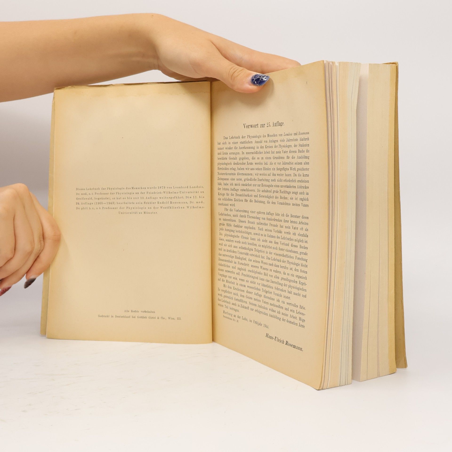 Leonard Landois Lehrbuch der Physiologie des Menschen