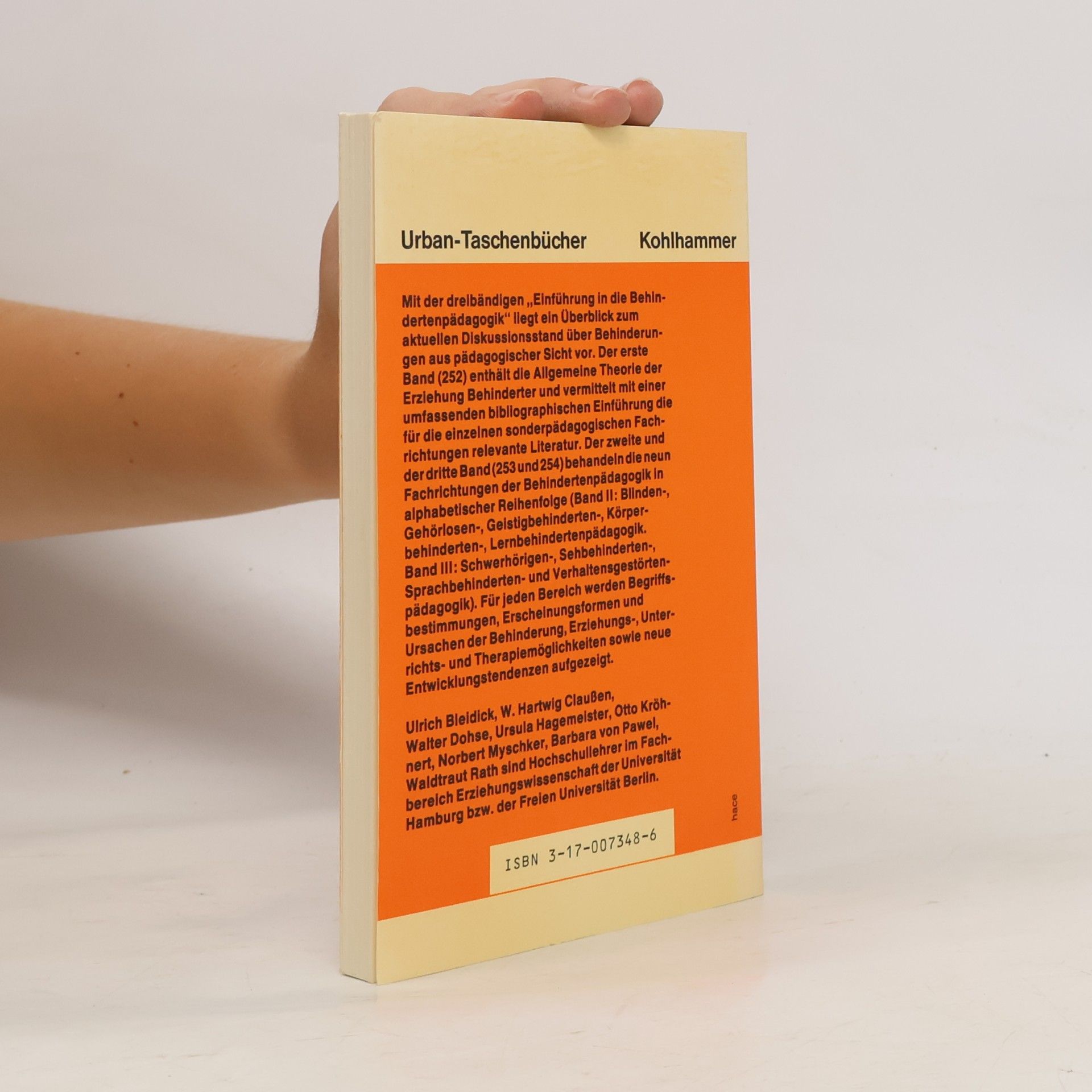 Ulrich Bleidick Einführung in die Behindertenpädagogik: Blindenpädagogik, Gehörlosenpädagogik, Geistigbehindertenpädagogik, Körperbehindertenpädagogik, Lernbehindertenpädagogik