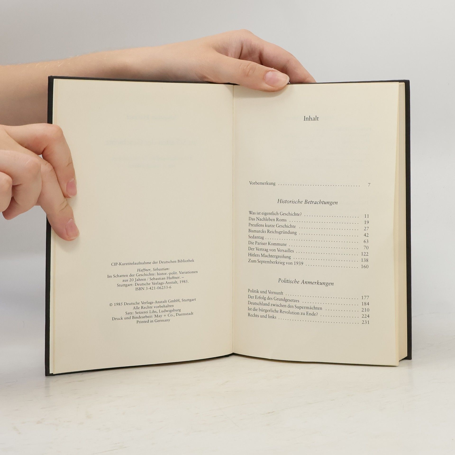 Sebastian Haffner Im Schatten der Geschichte. Historisch-politische Variationen