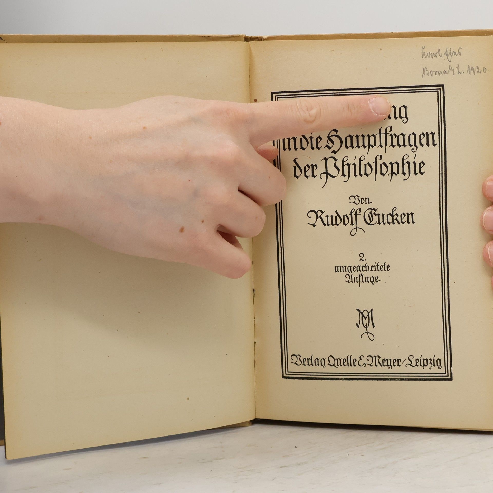 Rudolf Christoph Eucken Einführung in die Hauptfragen der Philosophie
