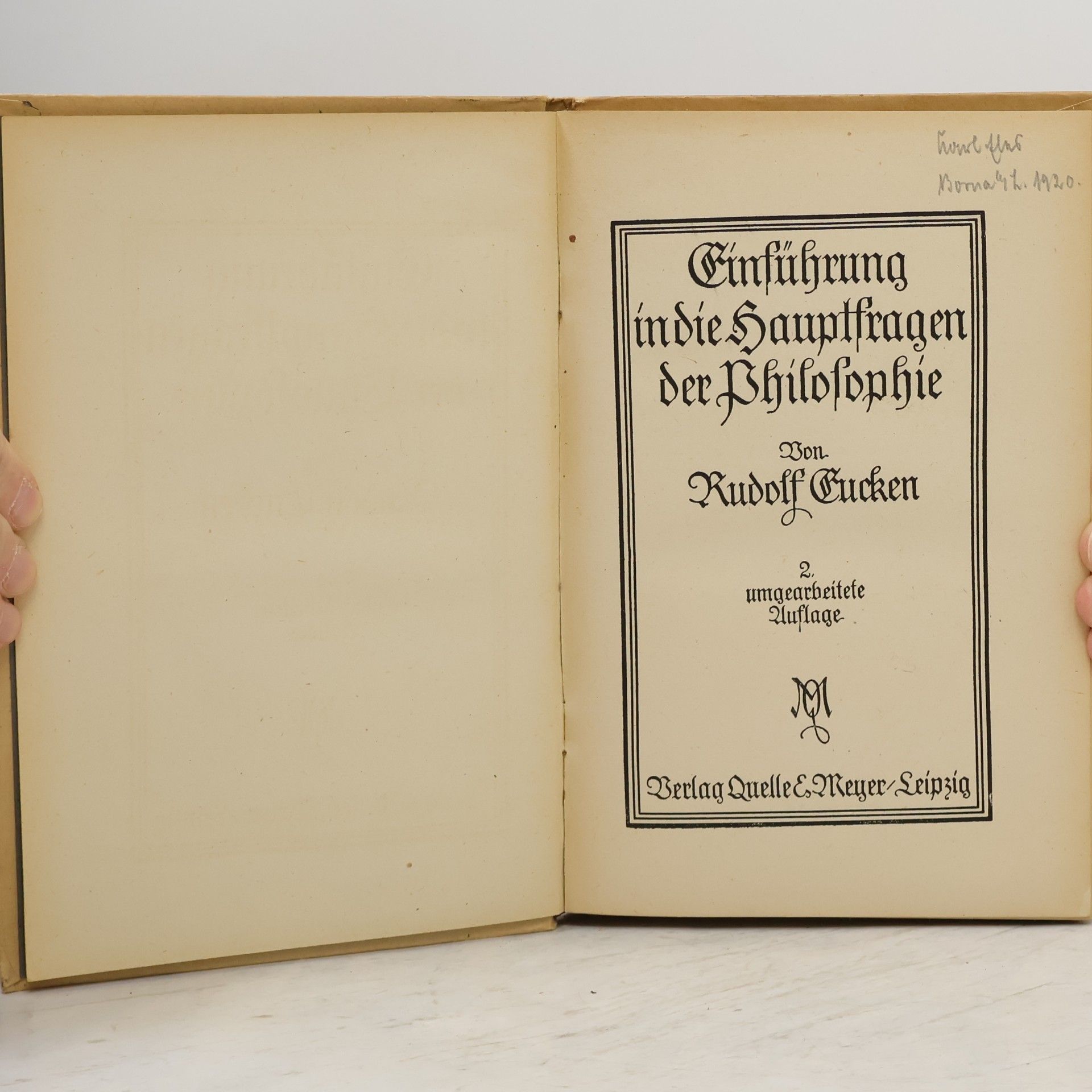Rudolf Christoph Eucken Einführung in die Hauptfragen der Philosophie