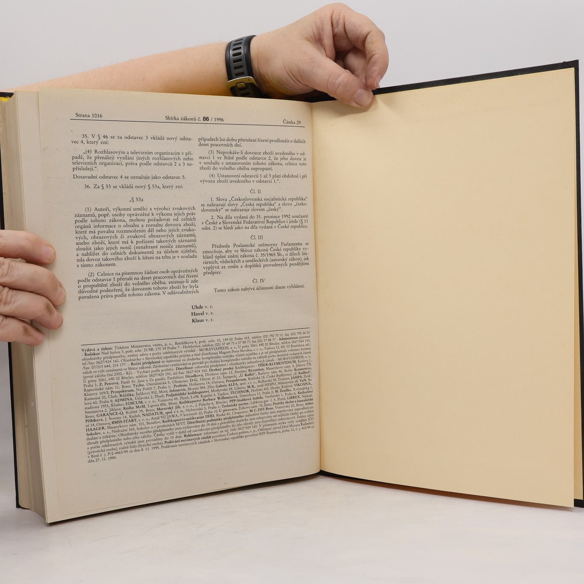 Various authors Sbírka zákonů 1996, 1-86