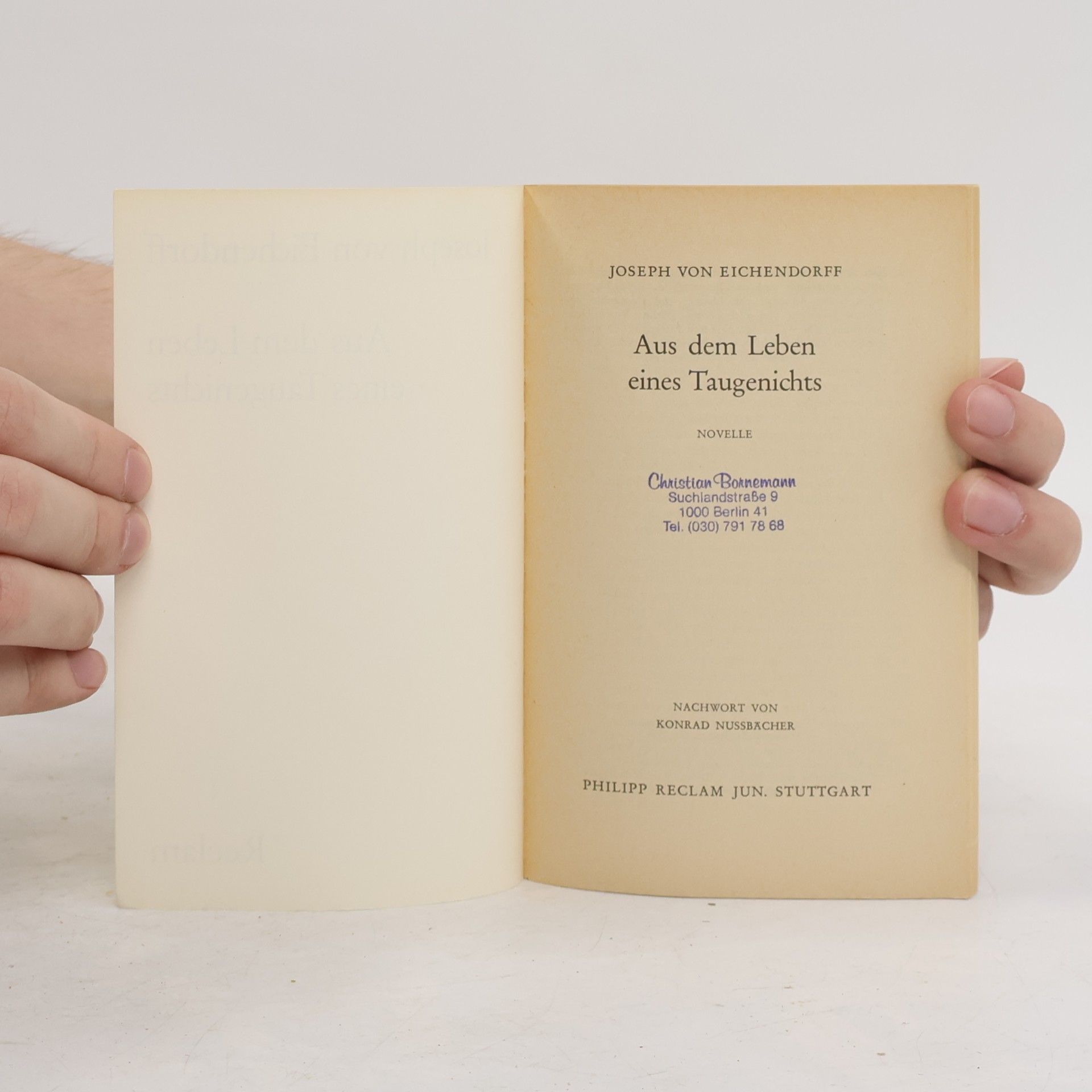 Joseph von Eichendorff Aus dem Leben eines Taugenichts