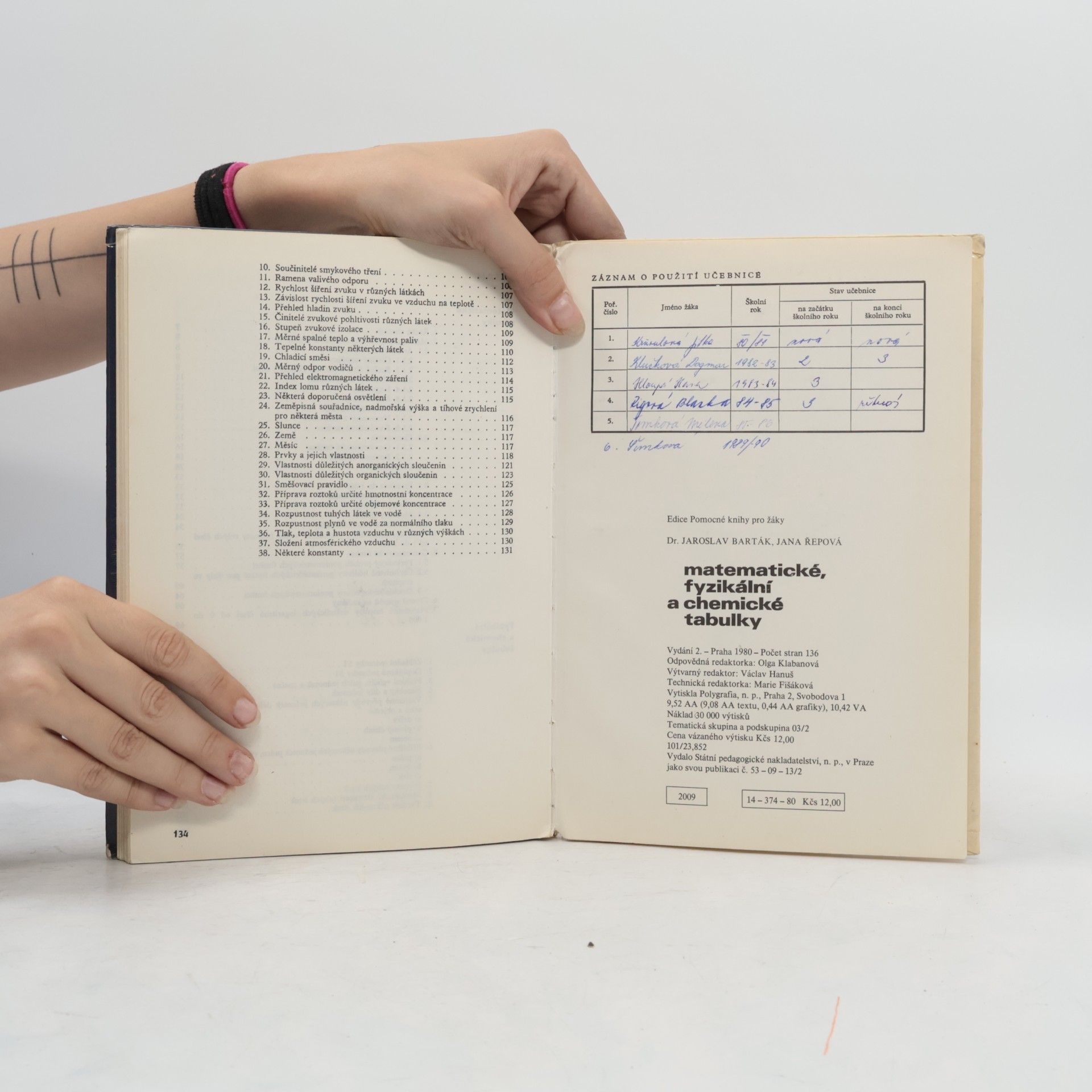 Jaroslav Barták Matematické, fyzikální a chemické tabulky pro odborné učiliště a učňovské školy