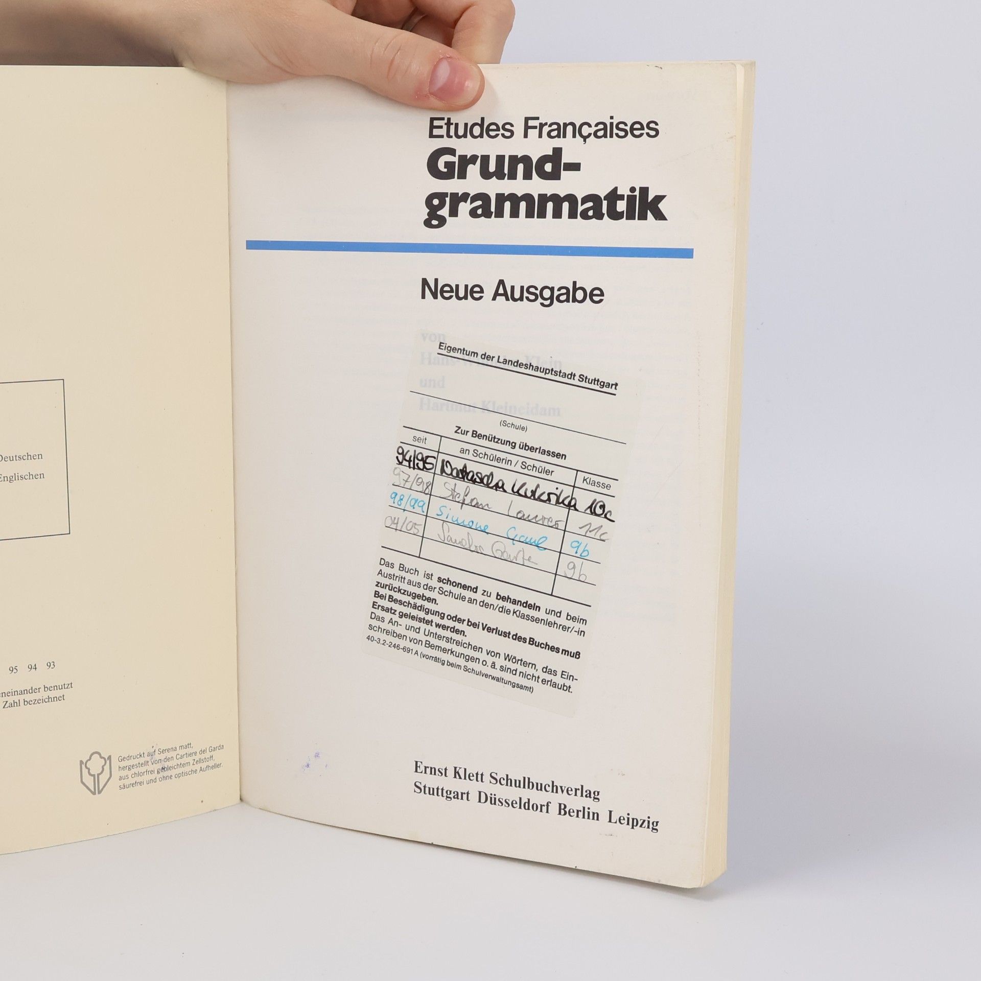 Wilhelm Klein Etudes françaises. Grundgrammatik