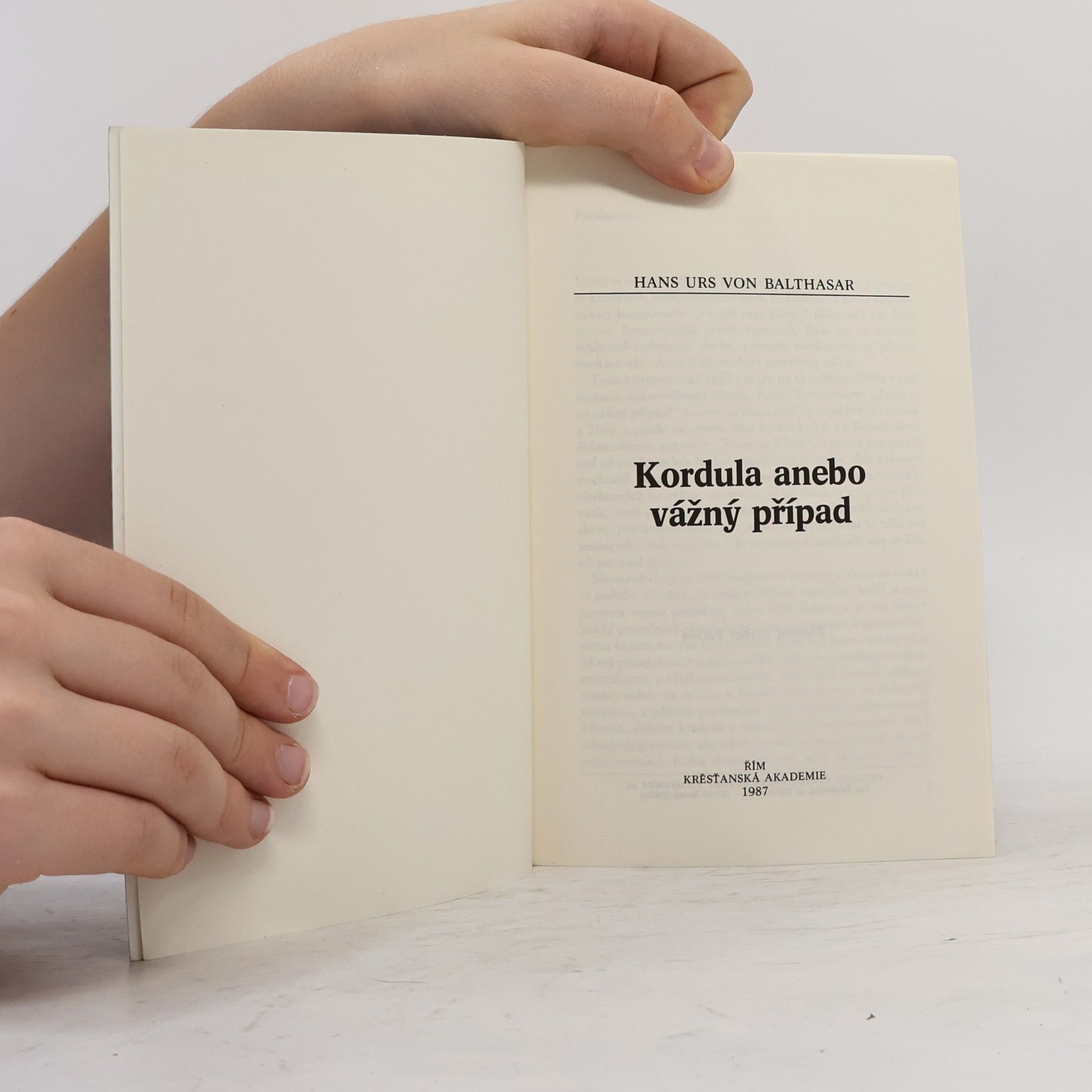 Hans Urs von Balthasar Kordula, anebo, Vážný případ