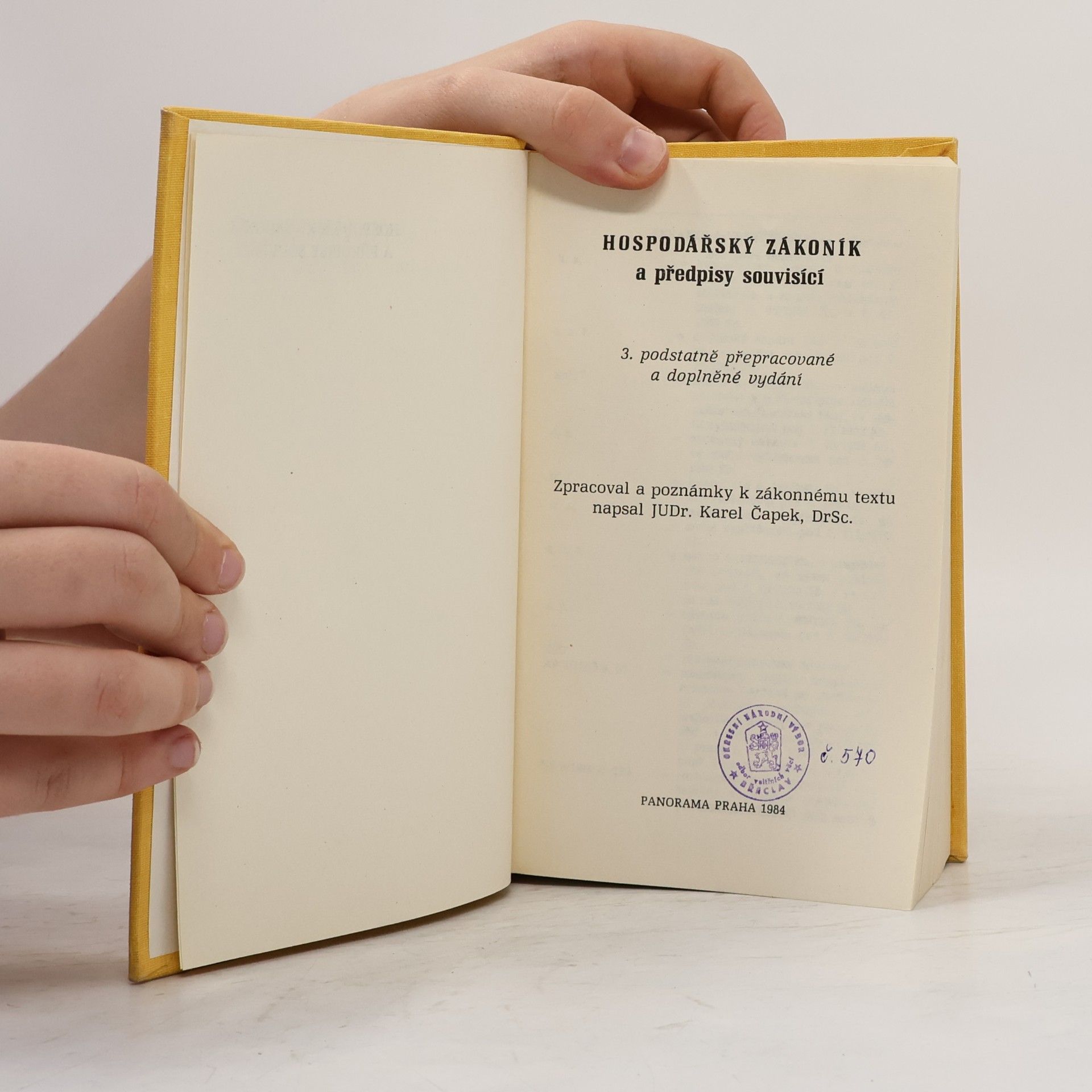 Karel Čapek Hospodářský zákoník a předpisy souvisící