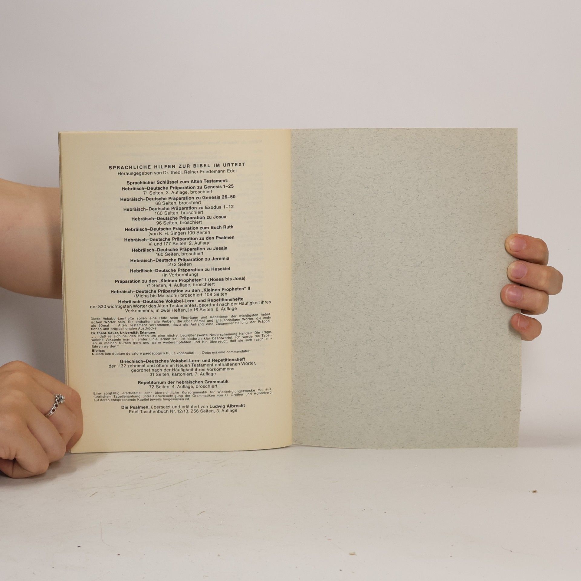 Reiner-Friedemann Edel Hebräisch-Deutsche Vokabel-Lern- und -Repetitionshefte