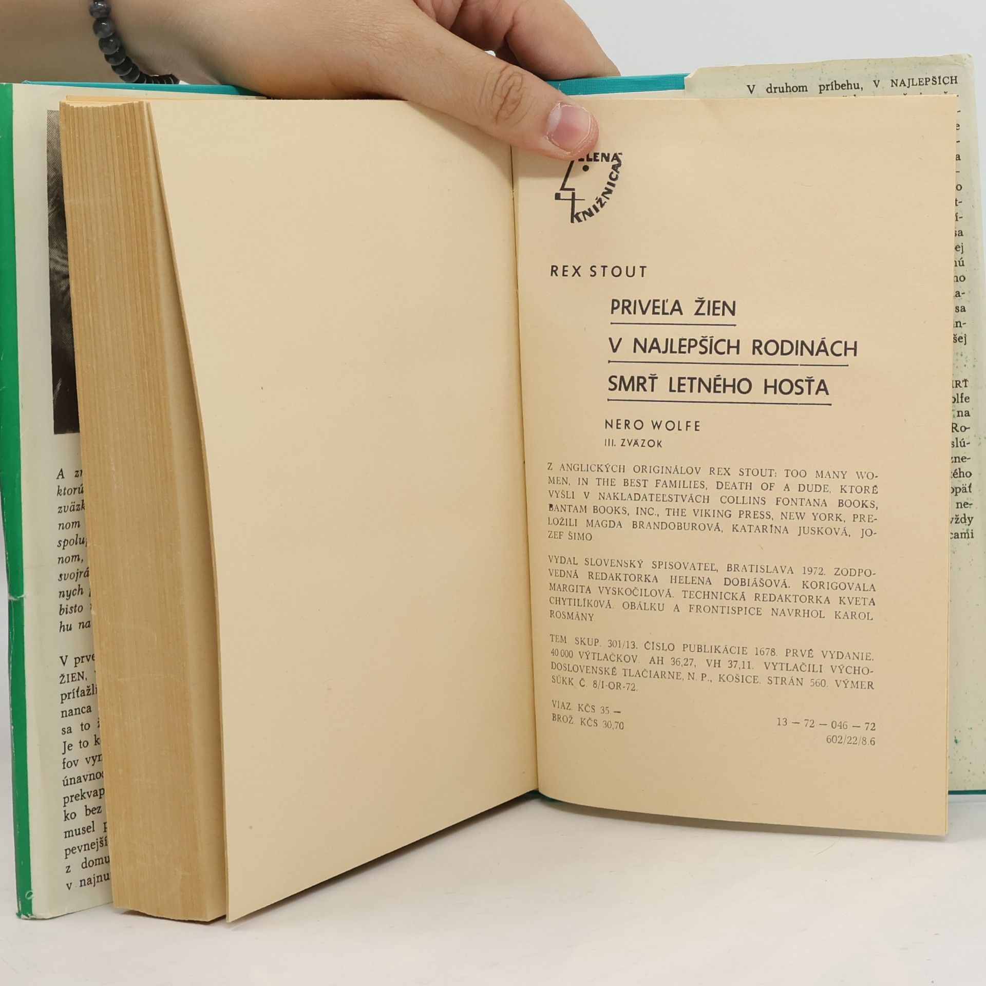 Rex Stout Priveľa žien. V najlepších rodinách. Smrť letného hosťa. III. svazek