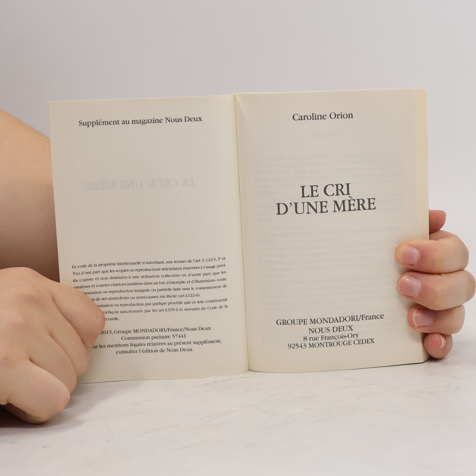 Caroline Orion Le cri d'une mère