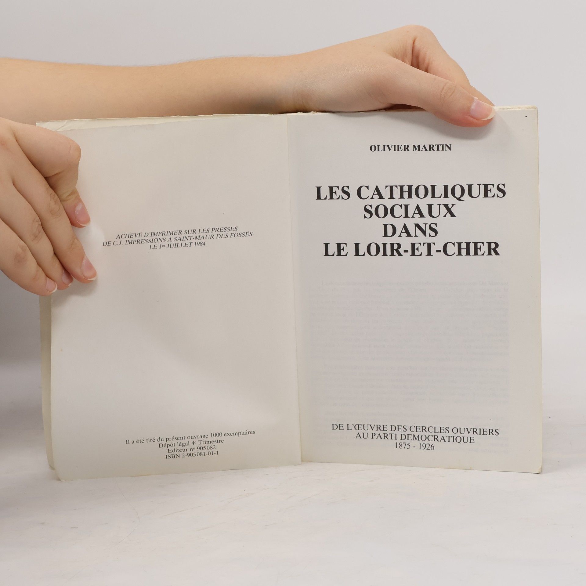 Olivier Martin Les Catholiques Sociaux dans Le Loir - et - cher