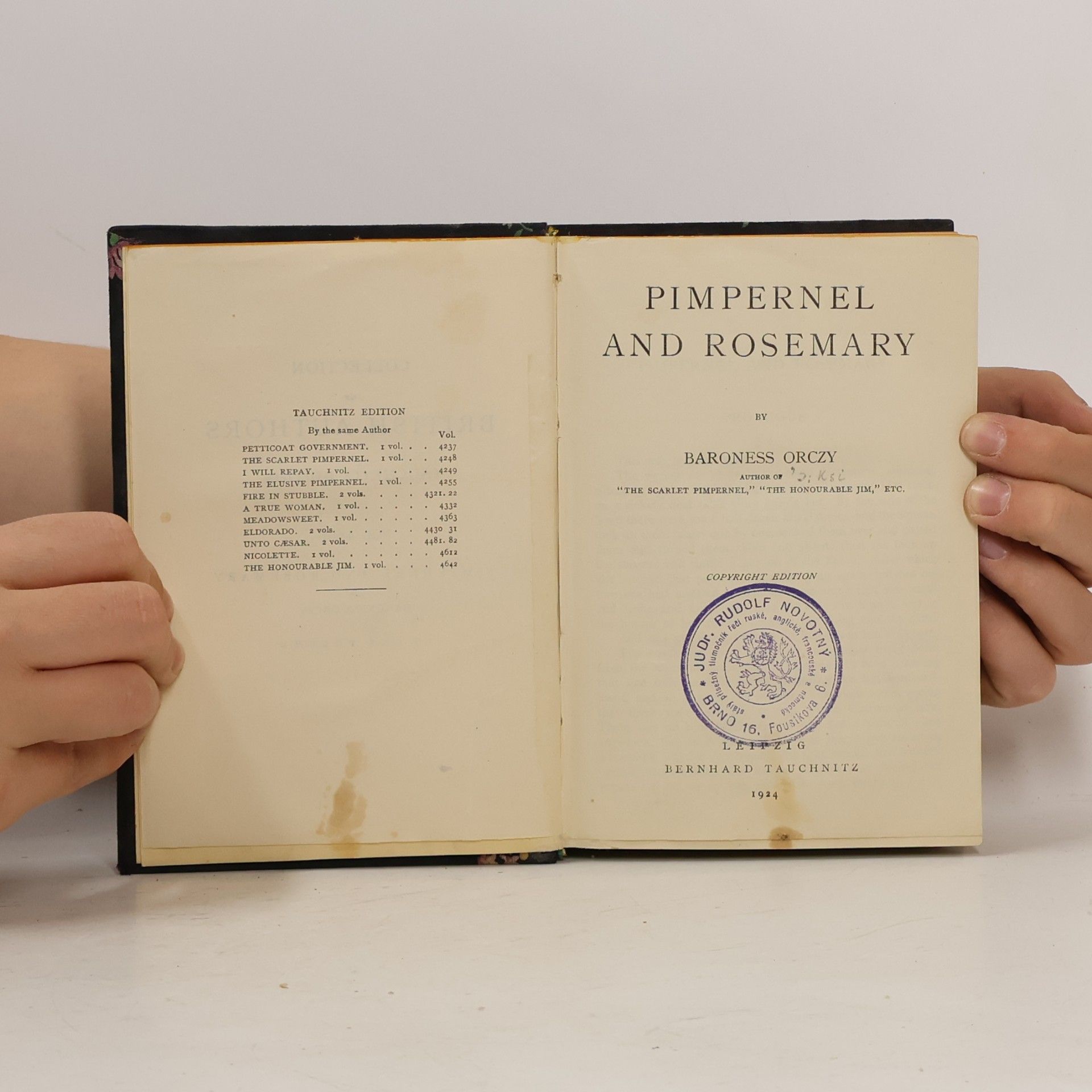 Baroness Emma Orczy Pimpernel and Rosemary