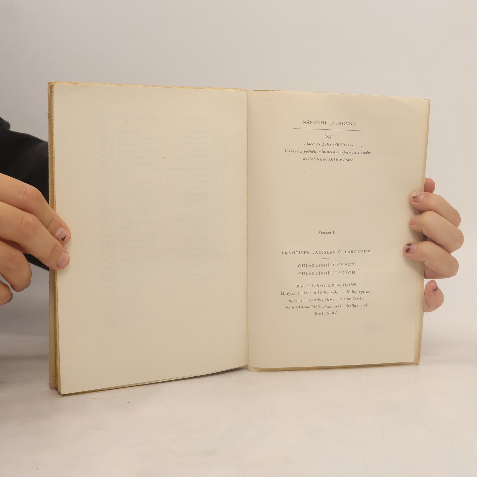 František Ladislav Čelakovský Ohlas písní ruských. Ohlas písní českých