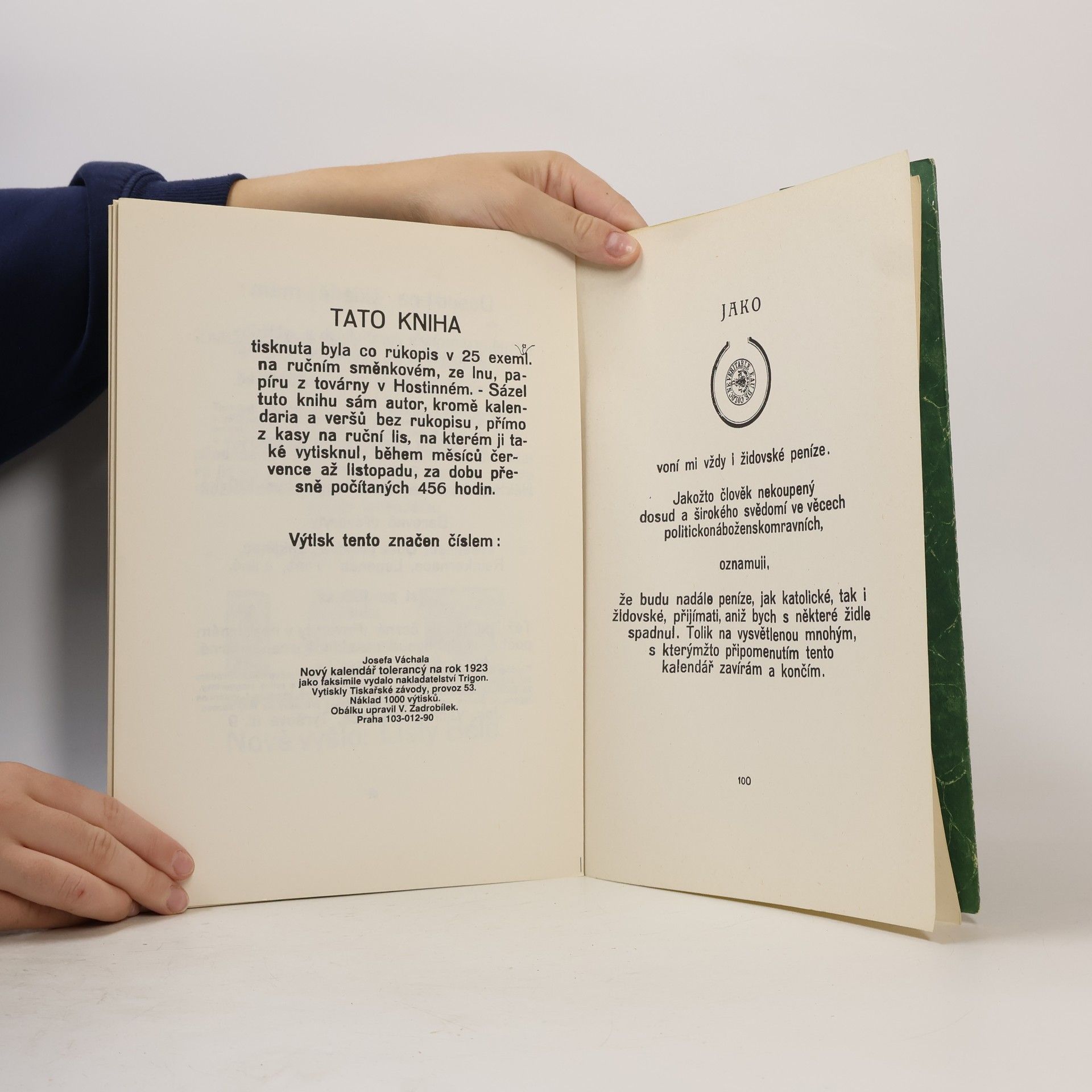 Josef Váchal Nový kalendář tolerancý na rok 1923, aneb Rokodník, ve kterém na každý den nějaký bludař neb jiná pozoruhodná a znamenitá osoba a svátek vynajíti se může