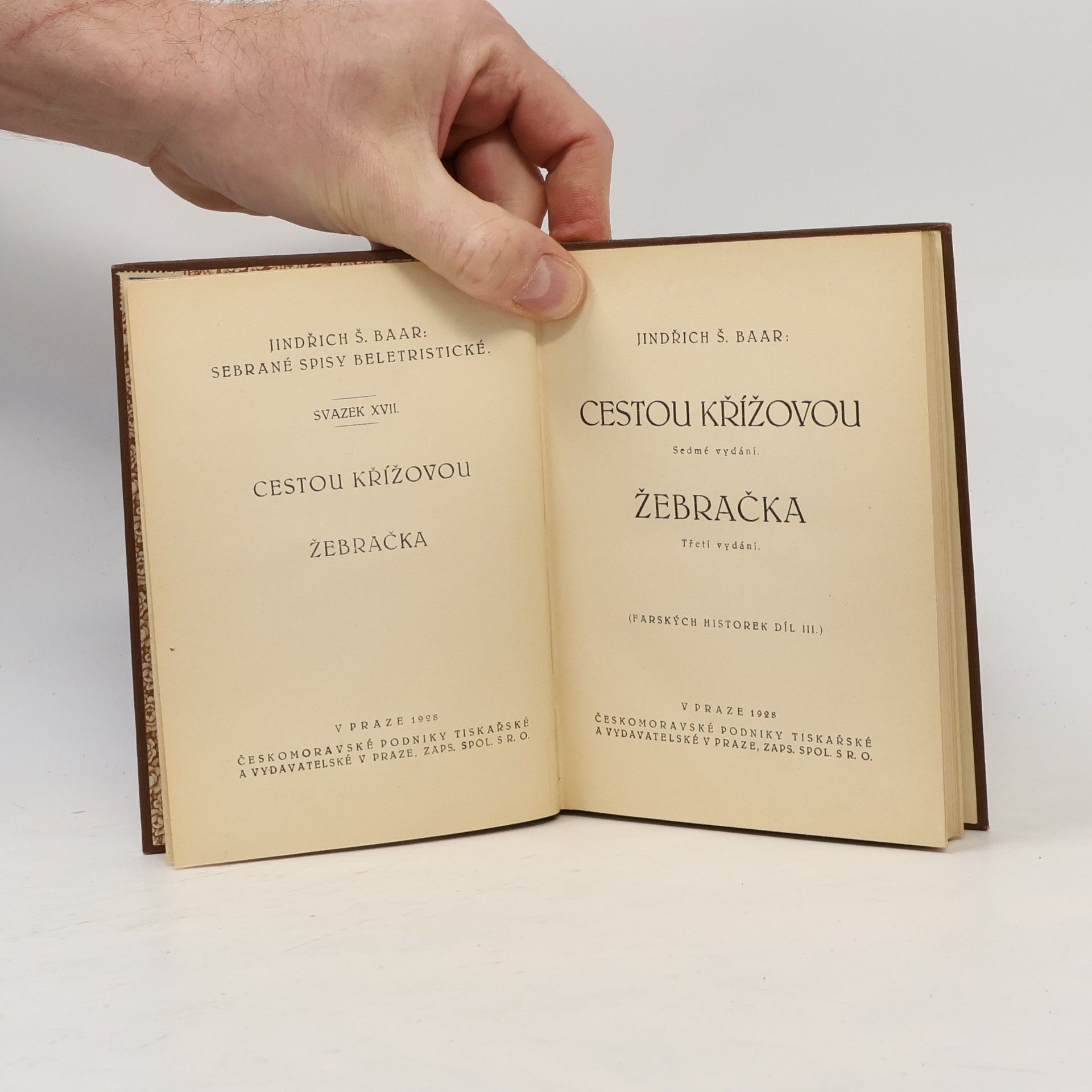 Jindřich Šimon Baar Sebrané spisy beletristické. Svazek XVII. Cestou křížovou. Žebračka