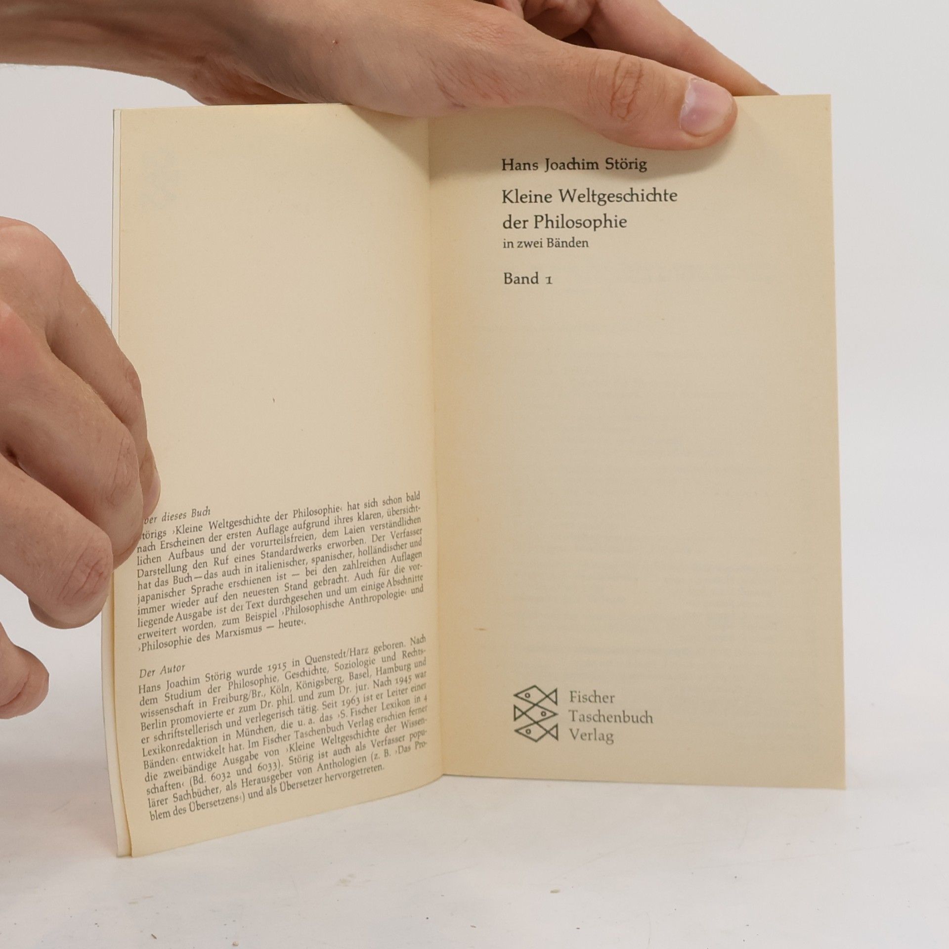 Hans Joachim Störig Kleine Weltgeschichte der Philosophie 1