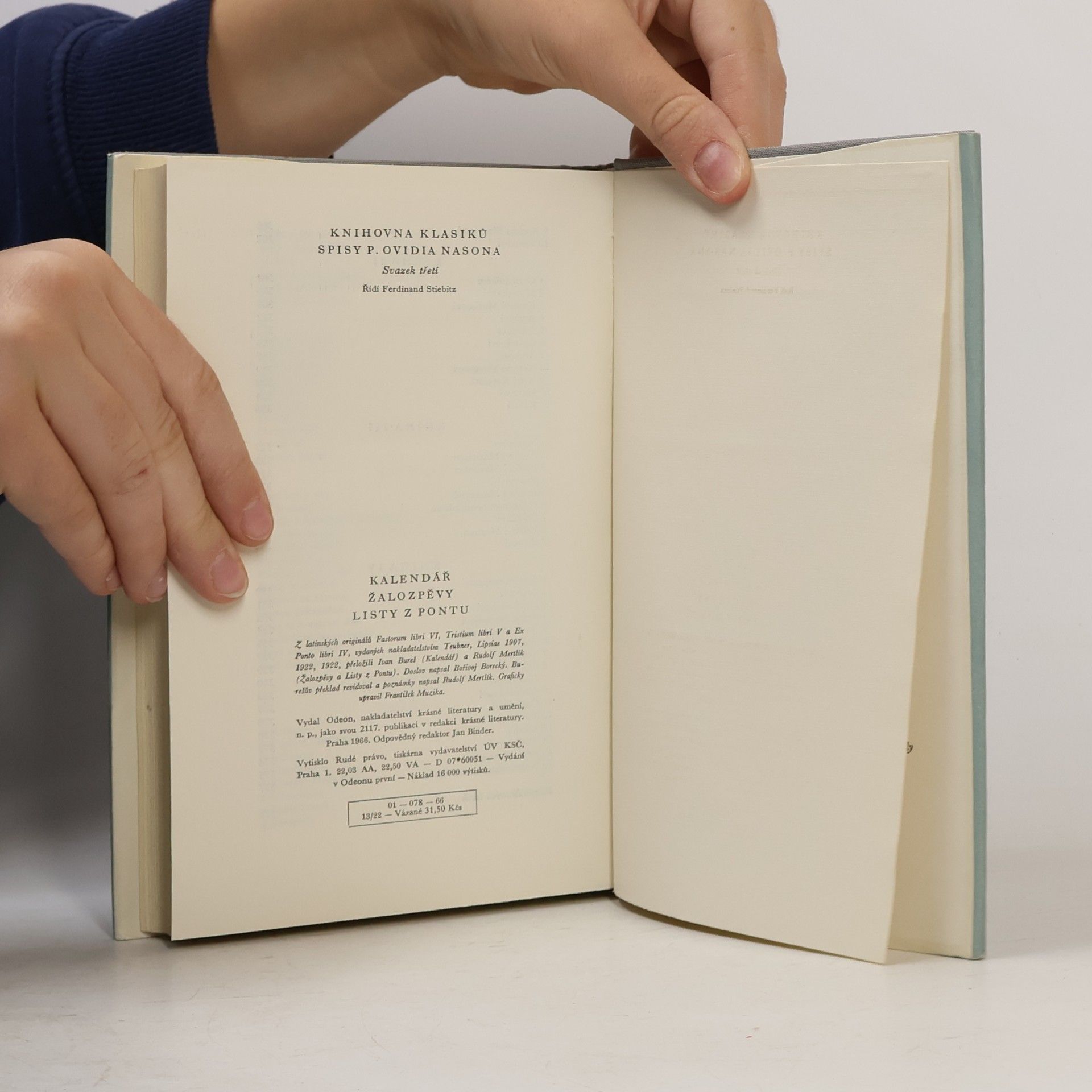 Ovid Kalendář. Žalozpěvy. Listy z Pontu