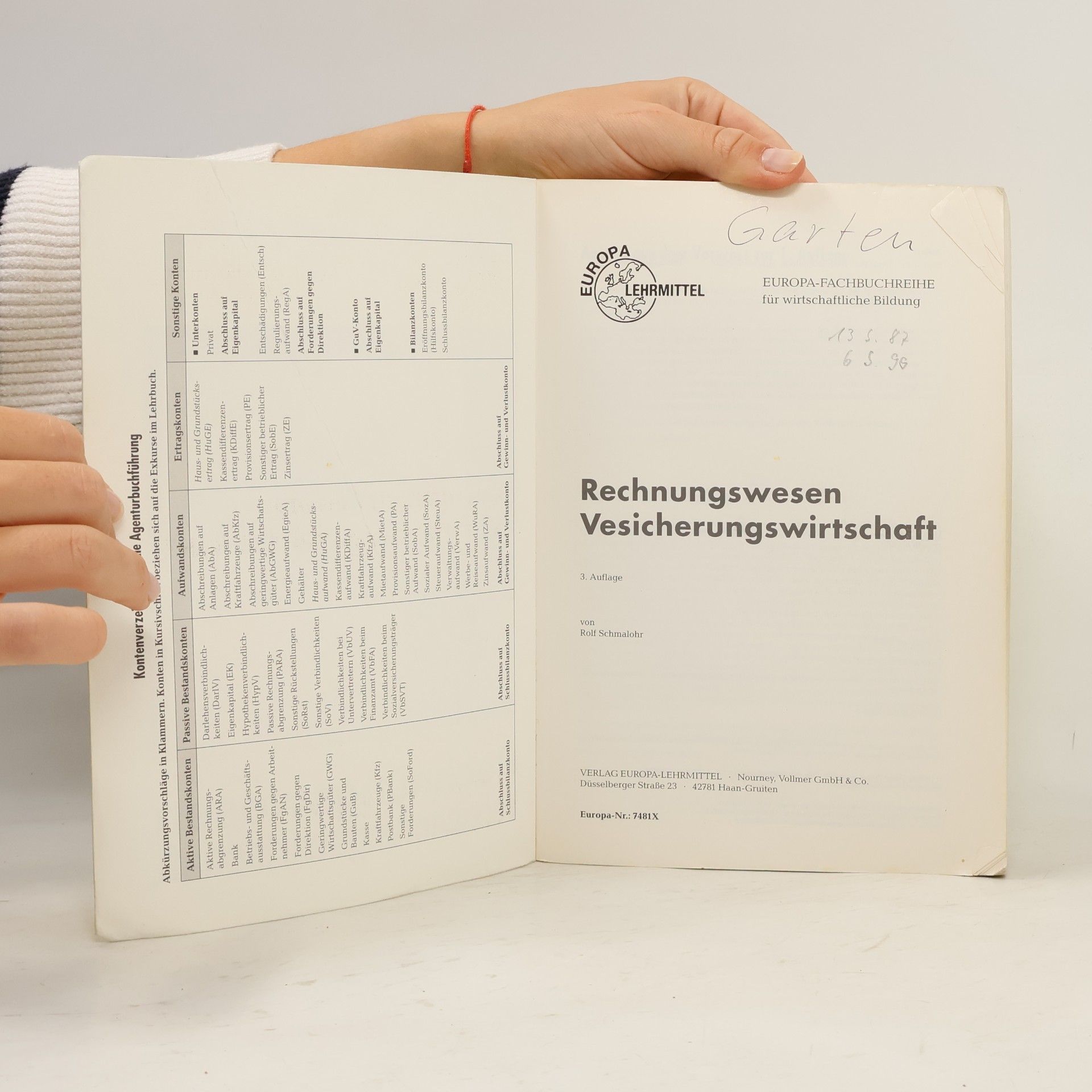 Rolf Schmalohr Europa Lehrmittel: Rechnungswesen Versicherungswirtschaft