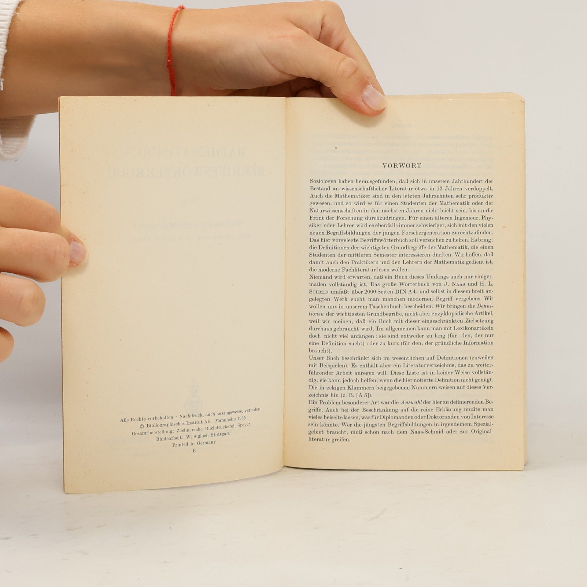 Herbert Meschkowski Mathematisches Begriffswörterbuch
