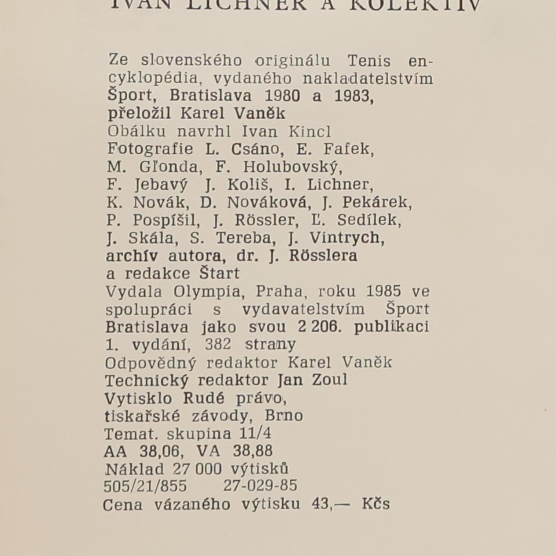 Ivan Lichner Malá encyklopedie tenisu