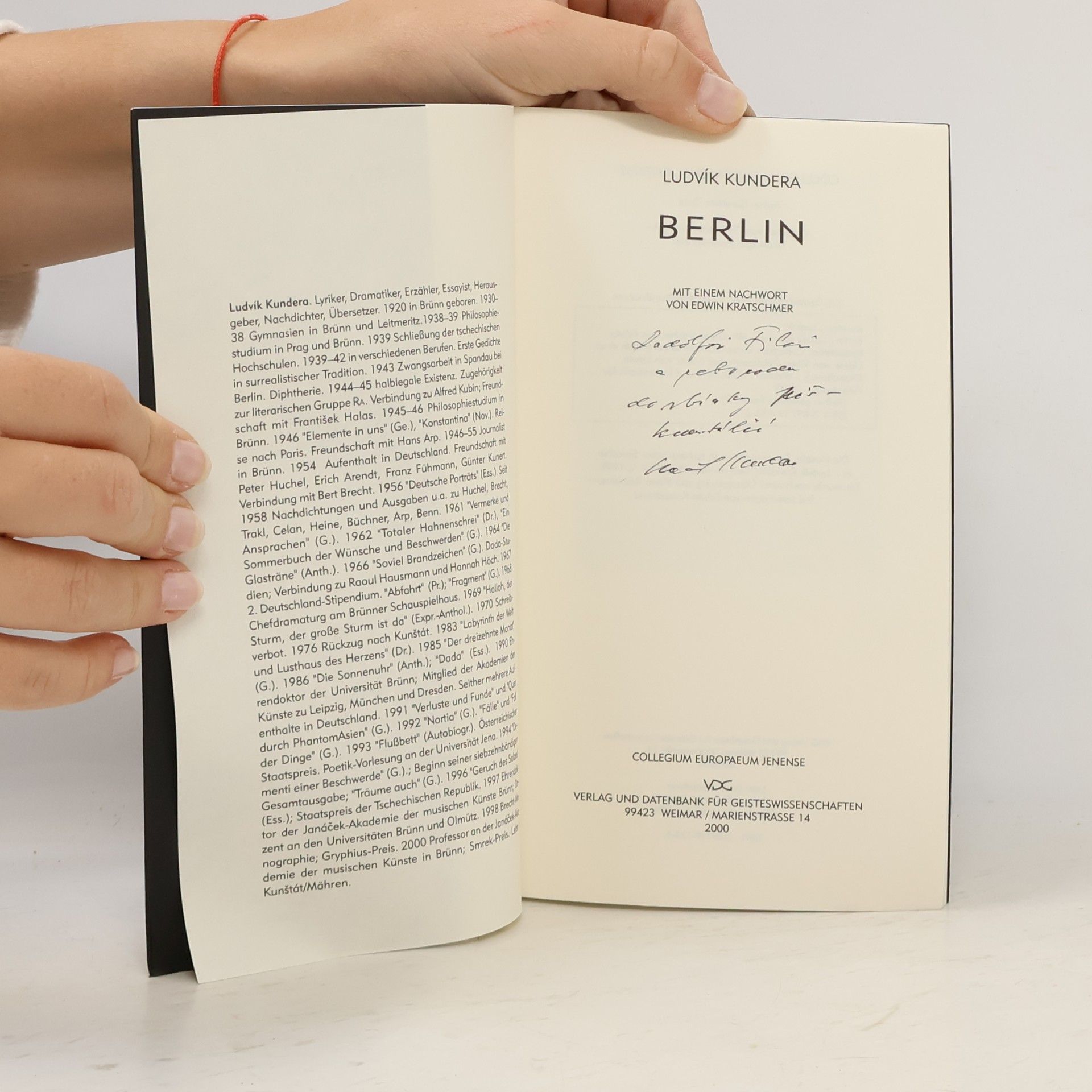 Ludvík Kundera Berlin: Hrsg. v. Collegium Europaeum Jenense. Mit e. Nachw. v. Edwin Kratschmer