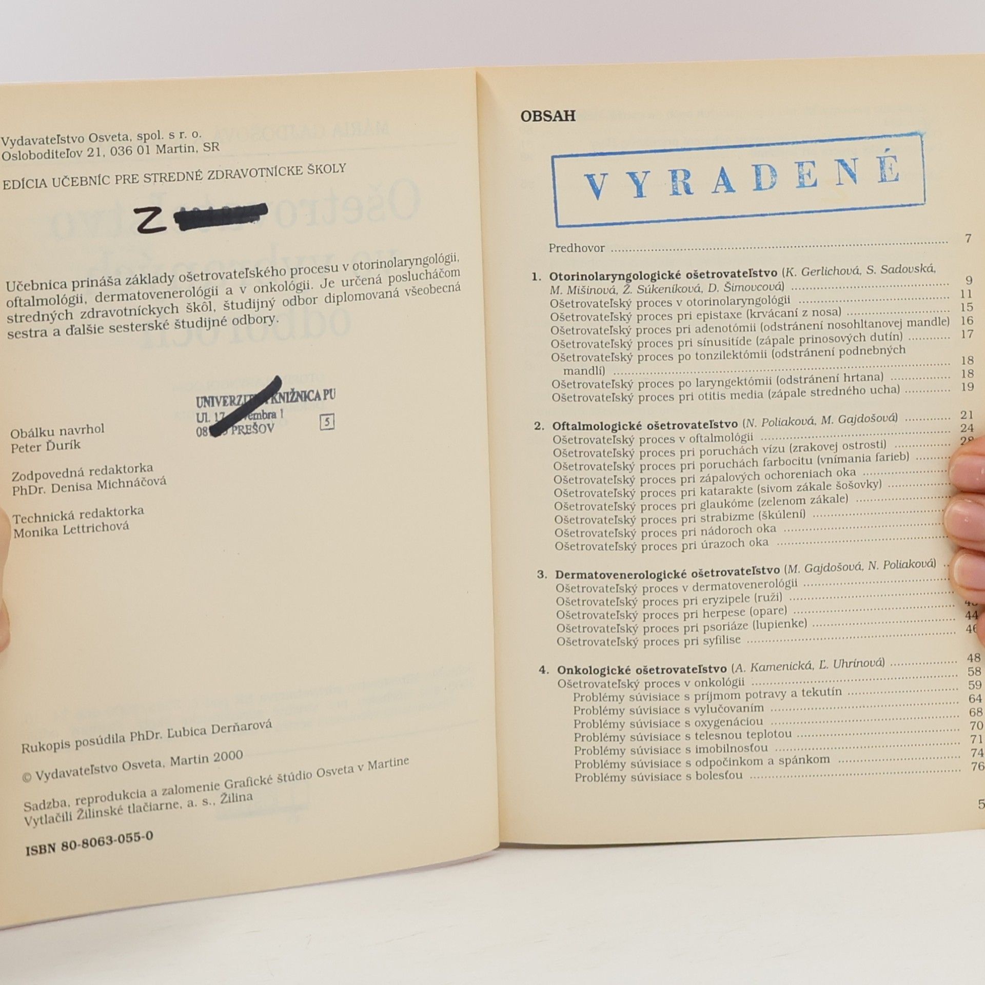 K. Gerlichová Ošetrovateľstvo vo vybraných odboroch
