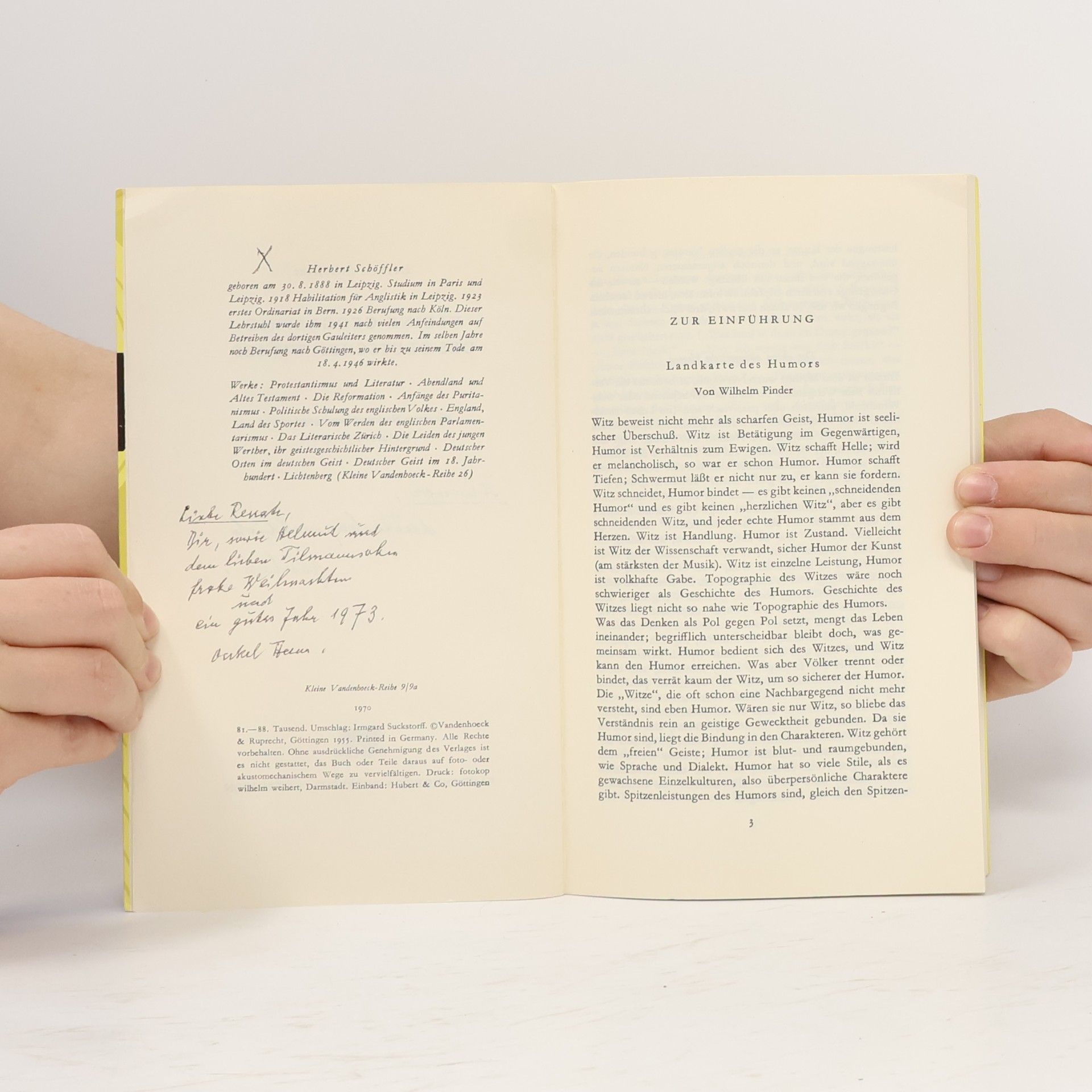 Herbert Schöffler Kleine Geographie des deutschen Witzes