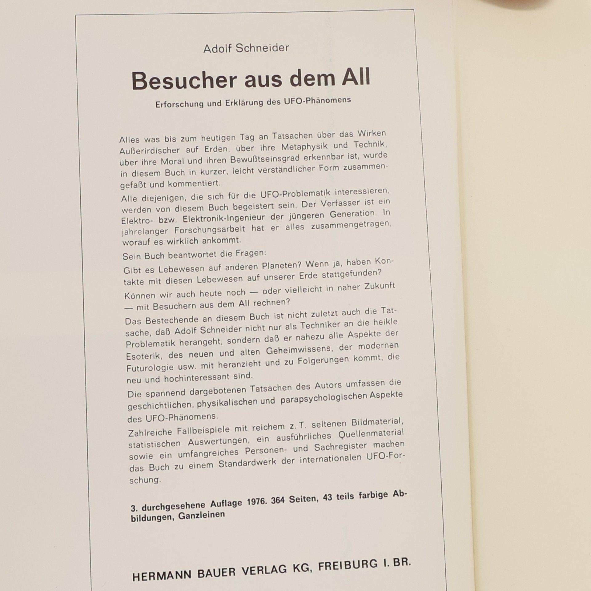 Adolf Schneider Das Geheimnis der unbekannten Flugobjekte